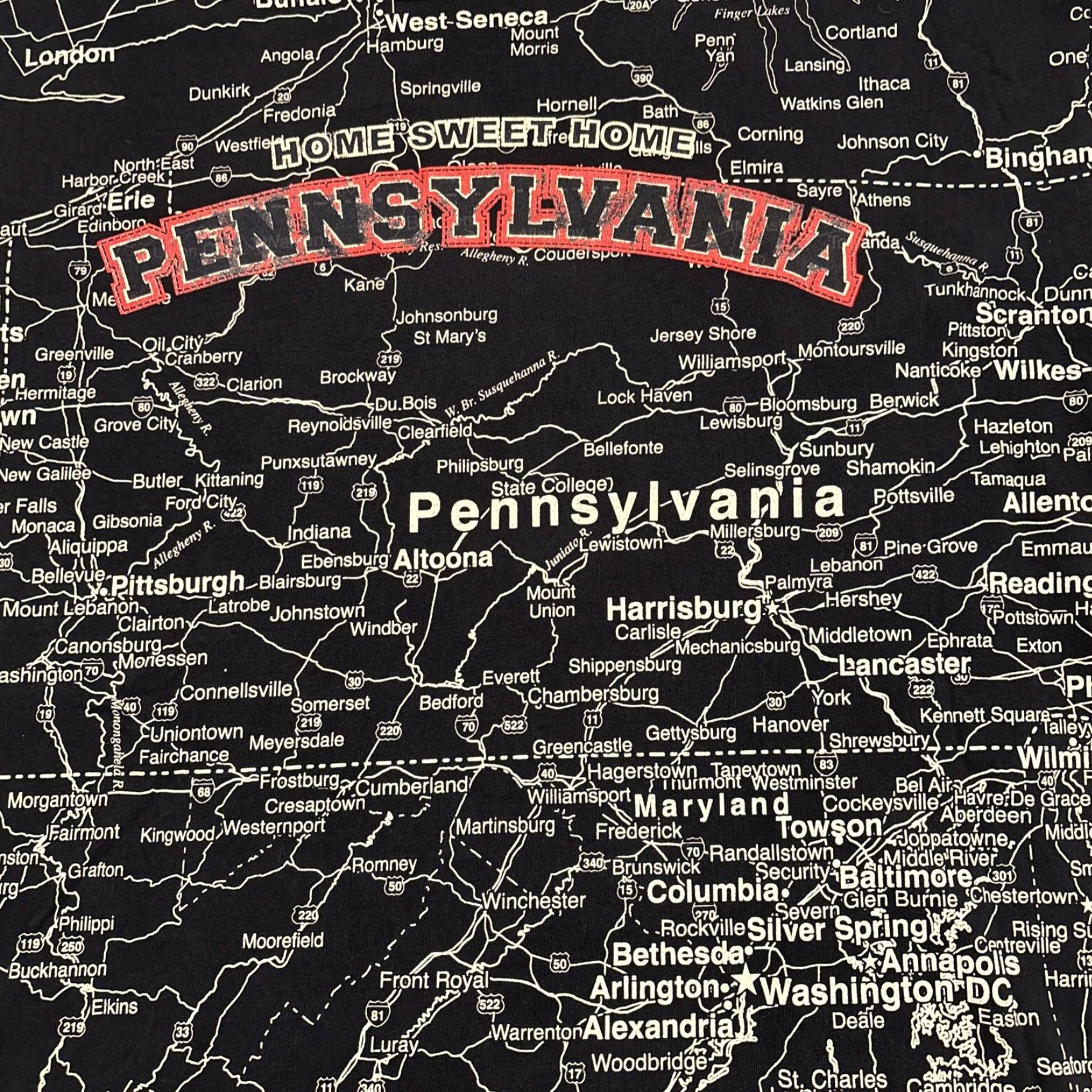 Vintage Pennsylvania Map T-Shirt XL Blue Men's Shirt All-Over Print Size US XL / EU 56 / 4 - 2 Thumbnail
