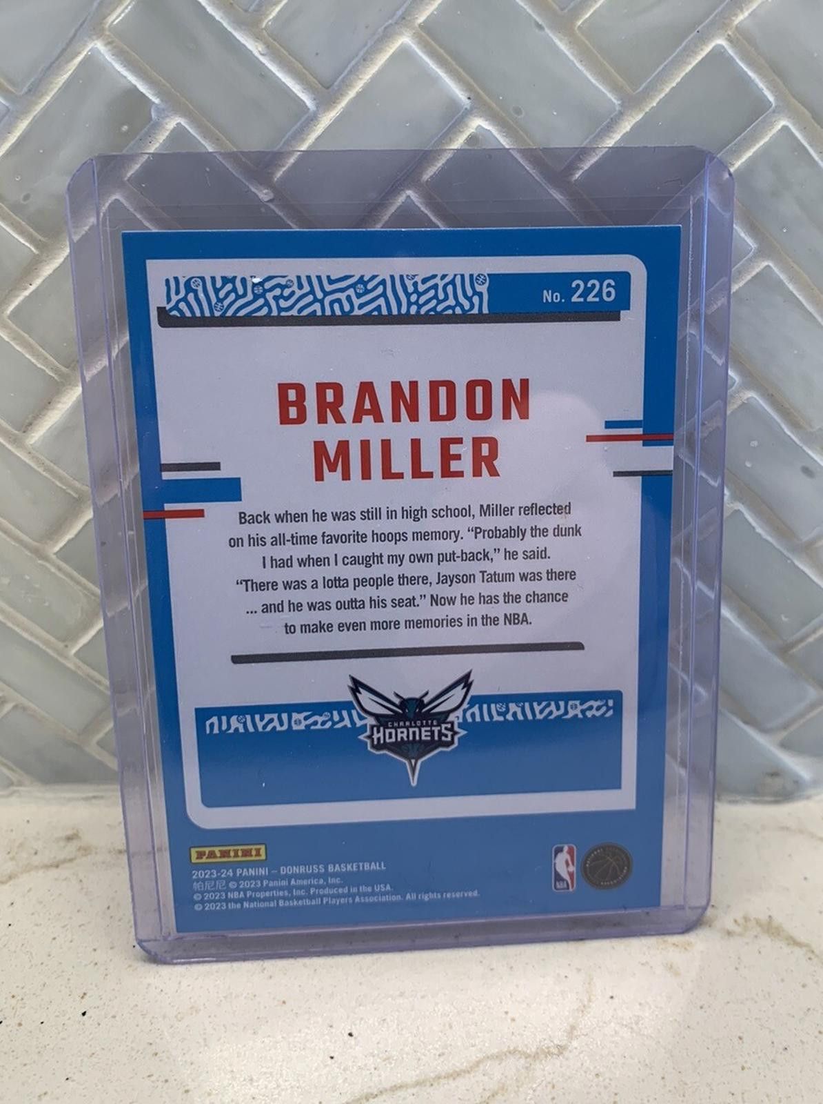 Other 2023-24 Donruss Brandon Miller Rated Rookie Card RC #226 GEM Size ONE SIZE - 2 Thumbnail