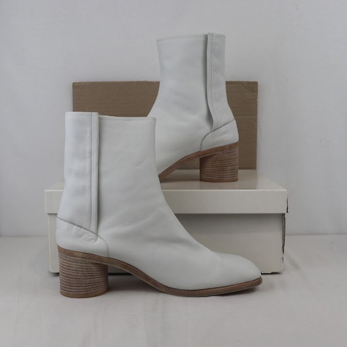 Pre-owned Maison Margiela O1rshd1 Margiela Tabi Boots In White