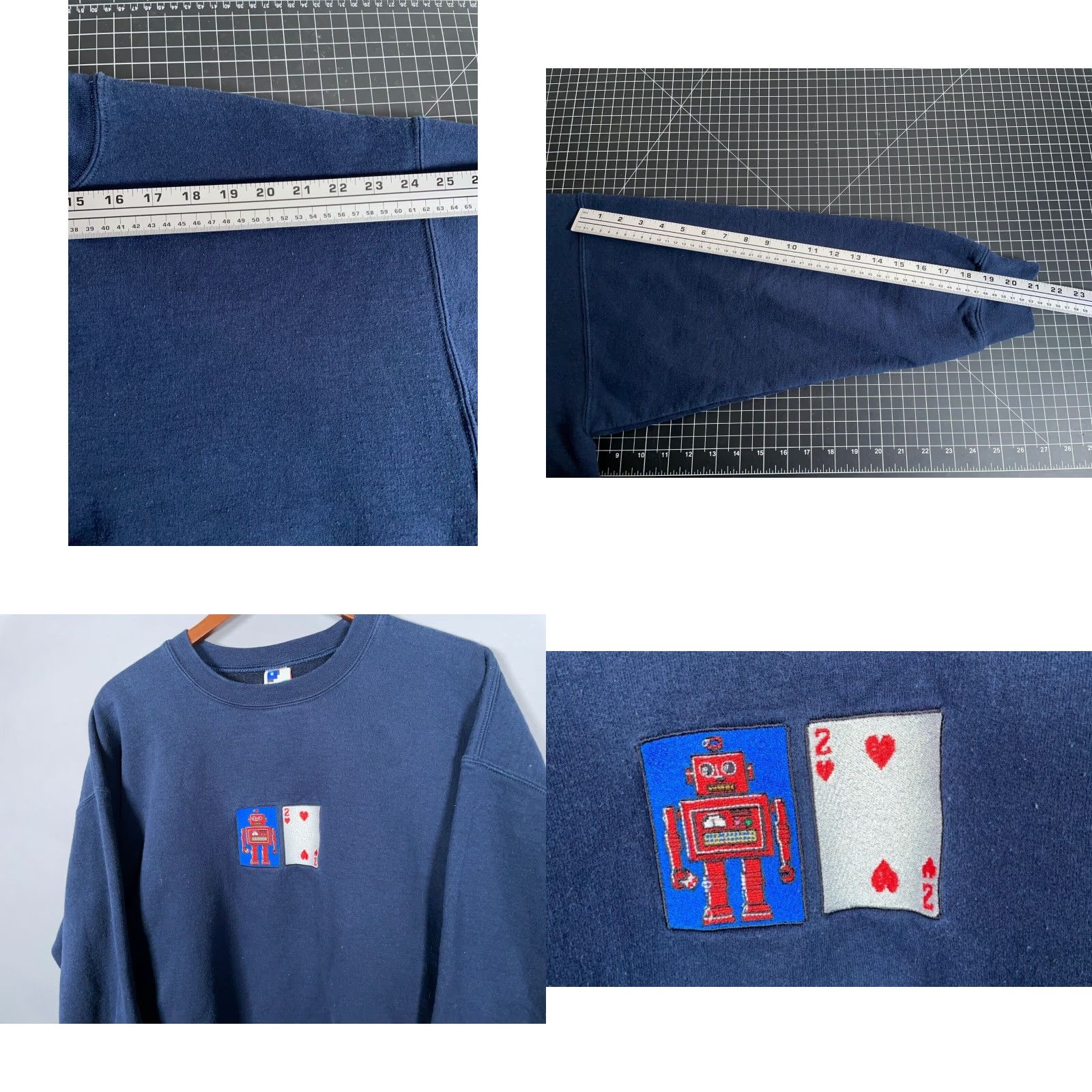 Gildan Robot Solitaire Embroidered Sweatshirt Adult XL Dark Blue Crewneck Heavyweight Size US XL / EU 56 / 4 - 8 Thumbnail
