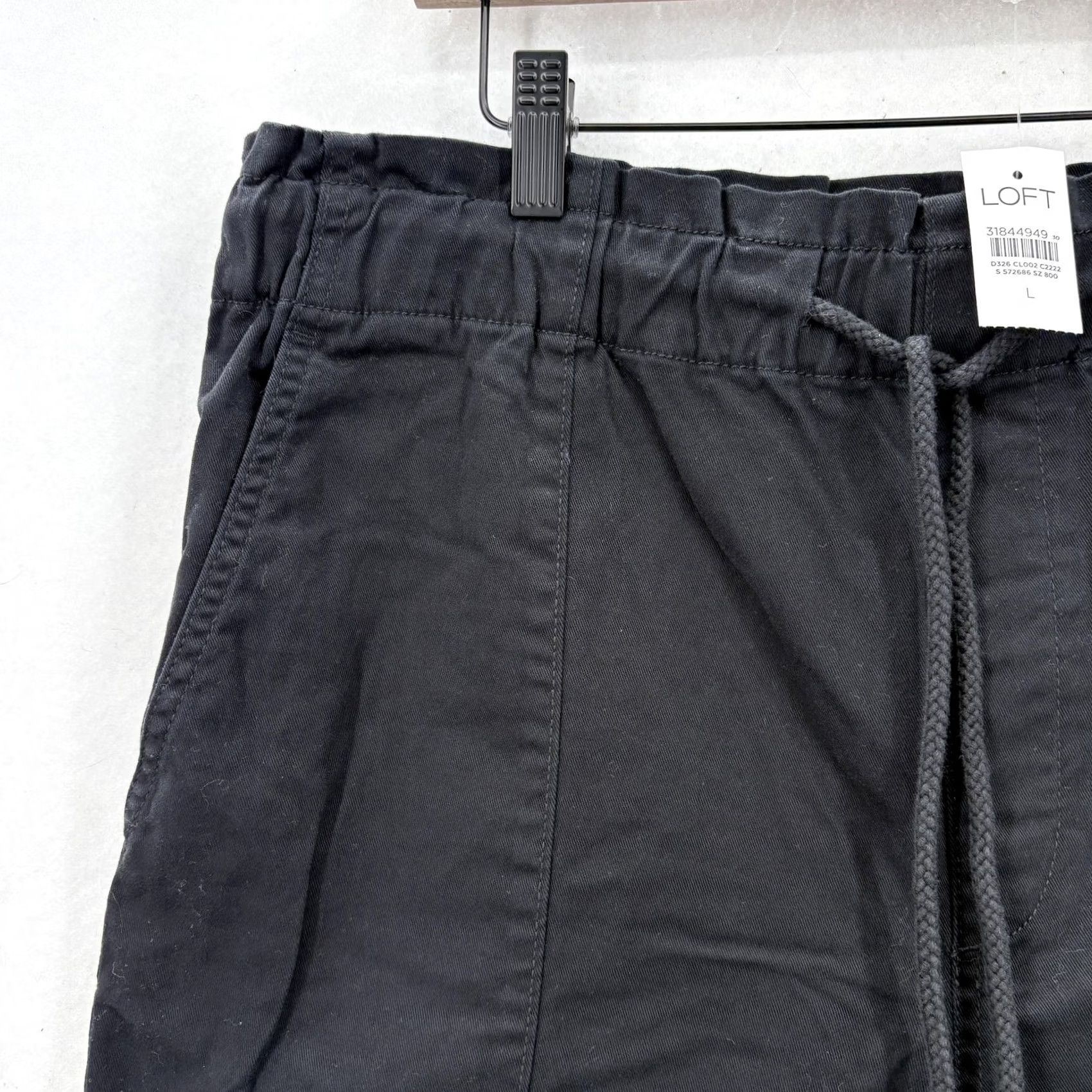 Loft LOFT Pants Womens Large Black Pull On Jogger Ankle Cotton Stretch Casual Lounge Twill Elastic Waist Pockets Stretch Size 36" / US 14 / IT 50 - 3 Thumbnail