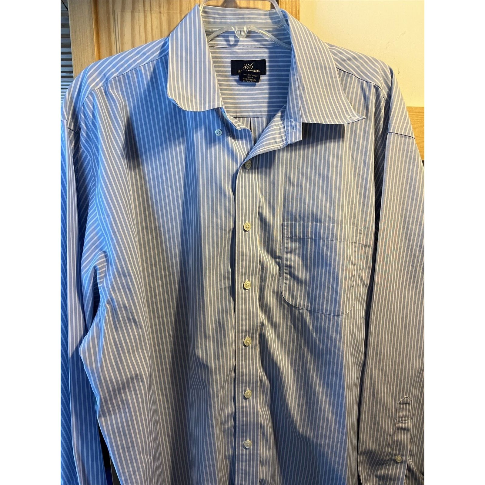 Brooks Brothers Brooks Brothers 346 Mens XL Blue Striped Button Cotton Shirt Size US XL / EU 56 / 4 - 2 Thumbnail