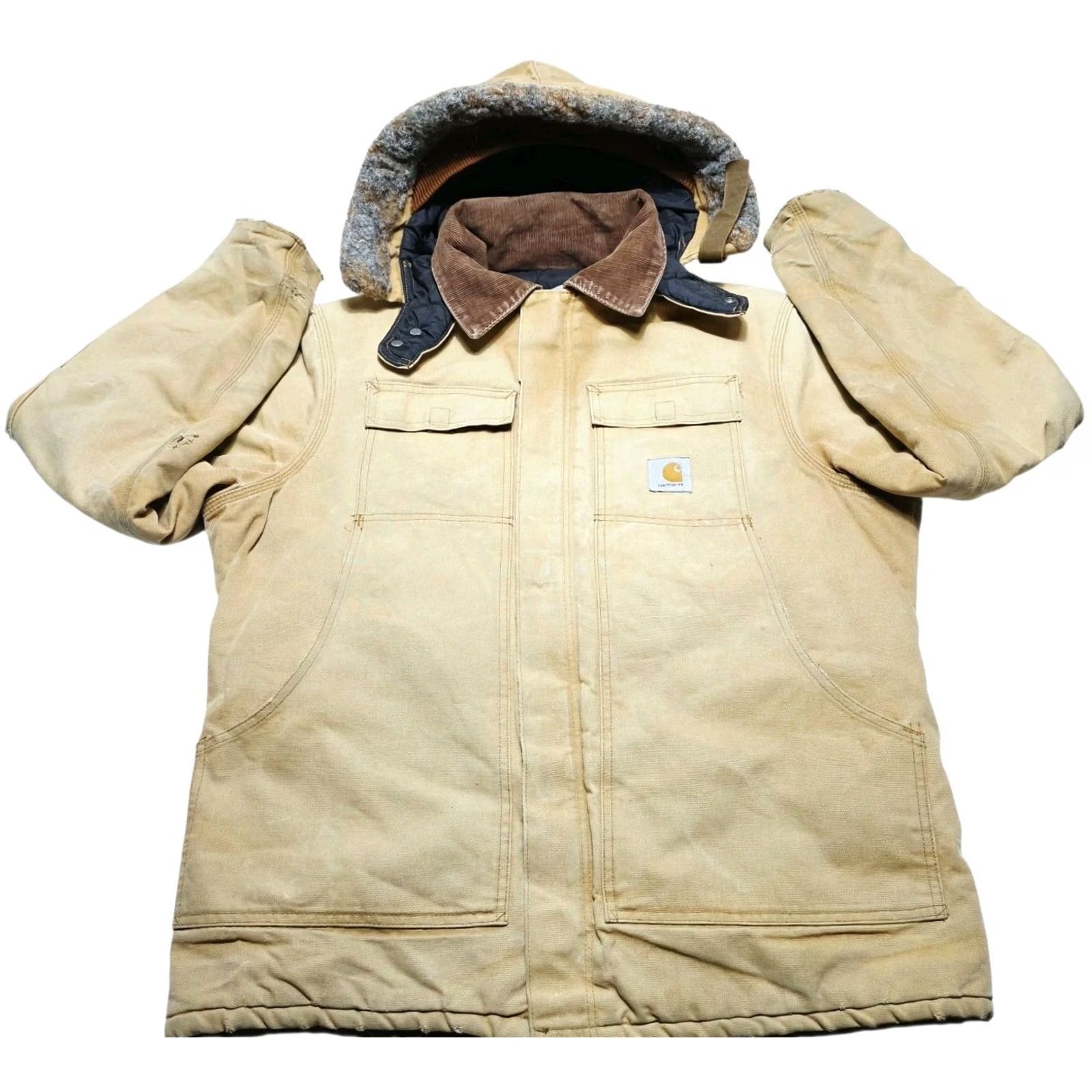 Carhartt VINTAGE Carhartt Beige Canvas Work Wear Work Jacket Removable Hood Fits M Men Medium Knit Zipper Logo Quilted Hooded Adjustable Size US M / EU 48-50 / 2 - 2 Thumbnail