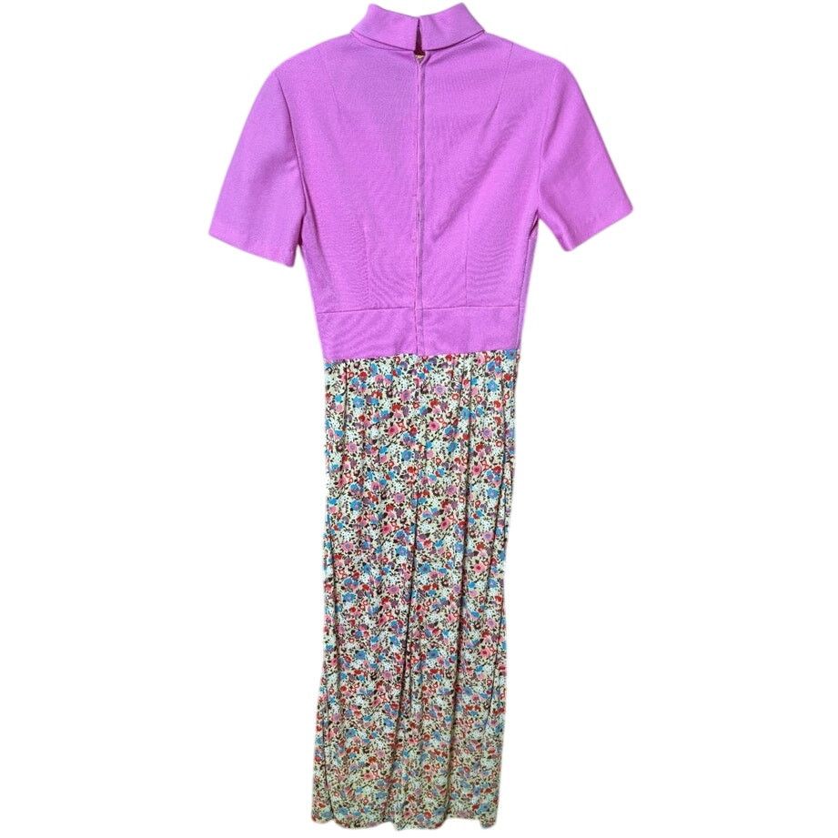 Vintage Vintage 60s/70s Pink Floral Short Sleeve Maxi Dress XS Small Size XS / US 0-2 / IT 36-38 - 2 Thumbnail