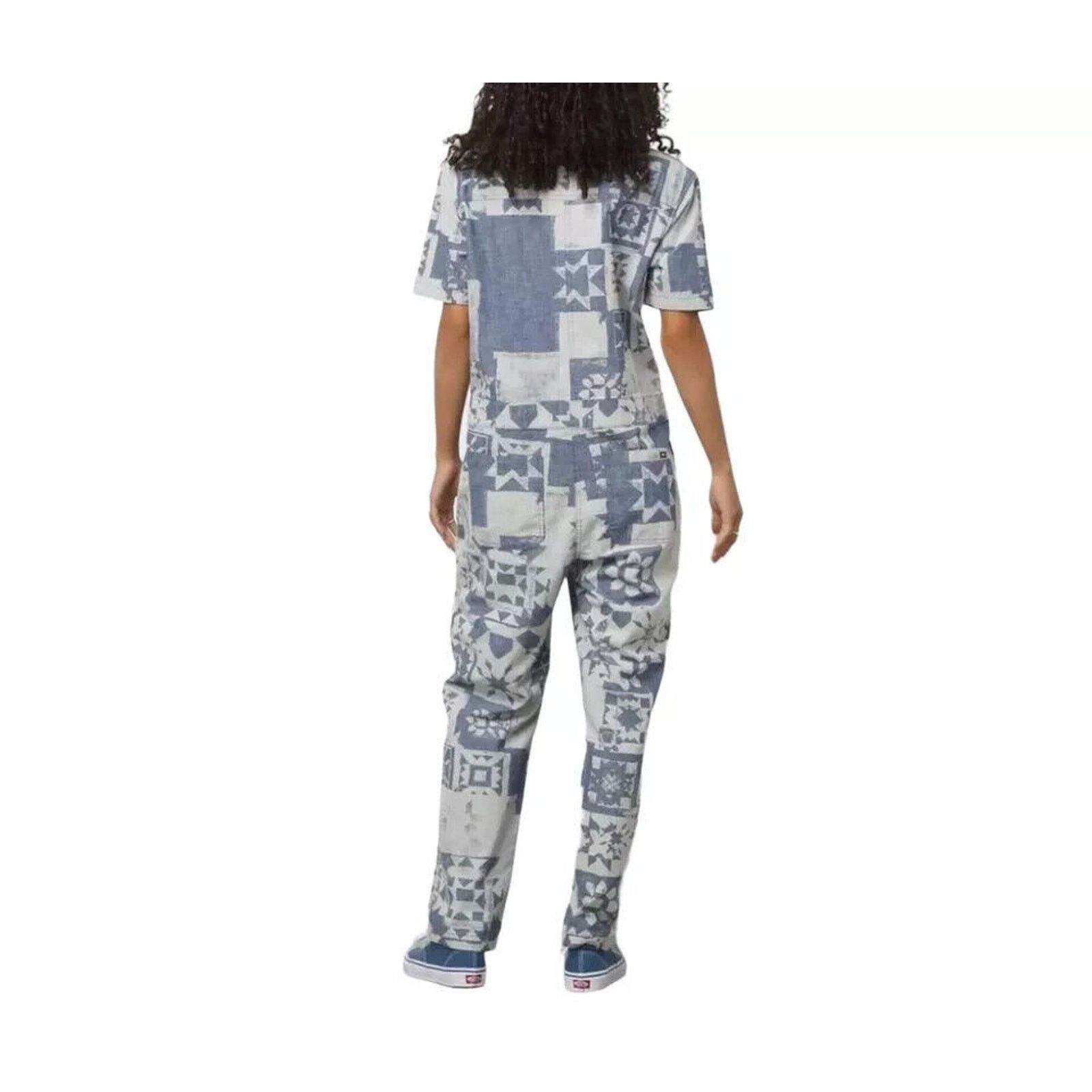 Vans VANS MORO BLUE & WHITE PATCHWORK BUTTON UP COVERALLS SZ XS Size 36" / US 14 / IT 50 - 2 Thumbnail