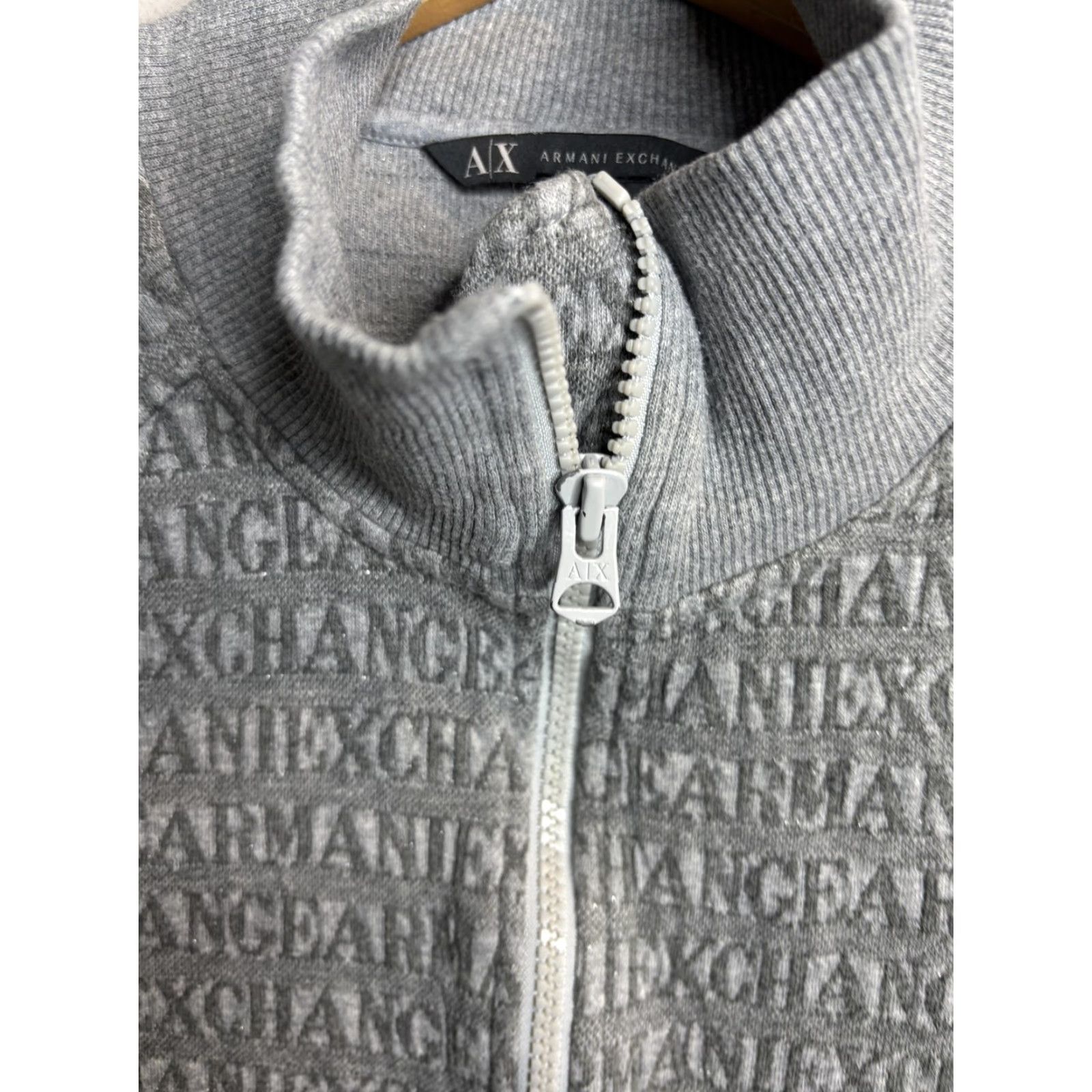 Armani Exchange Armani Exchange Sweater Womens Small Gray Full Zip Monogram Logo Stand Collar Size S / US 4 / IT 40 - 3 Thumbnail