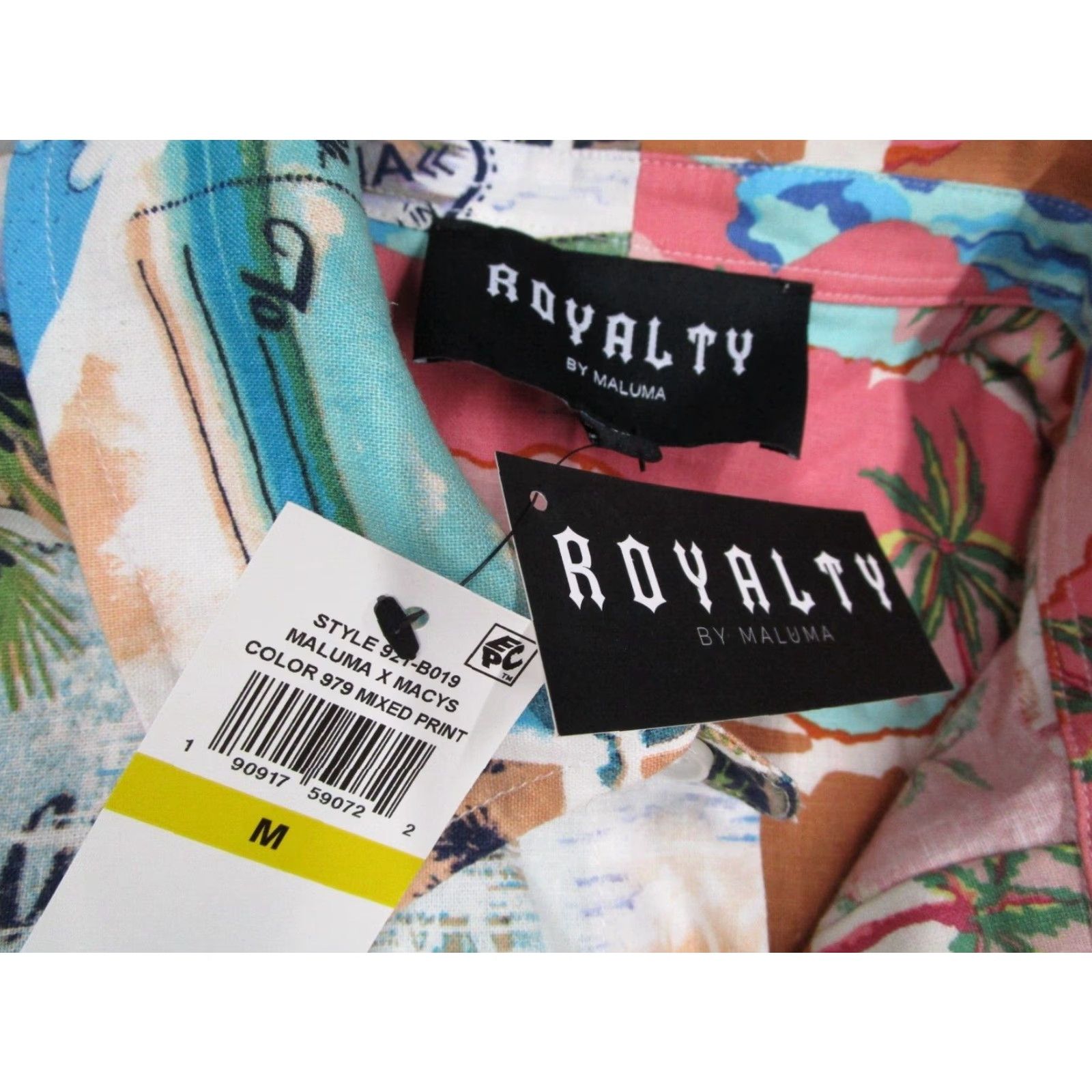 Vintage Royalty Maluma Shirt Mens Medium Blue Linen Blend Button Up Hawaiian Tiki Travel Size US M / EU 48-50 / 2 - 3 Thumbnail