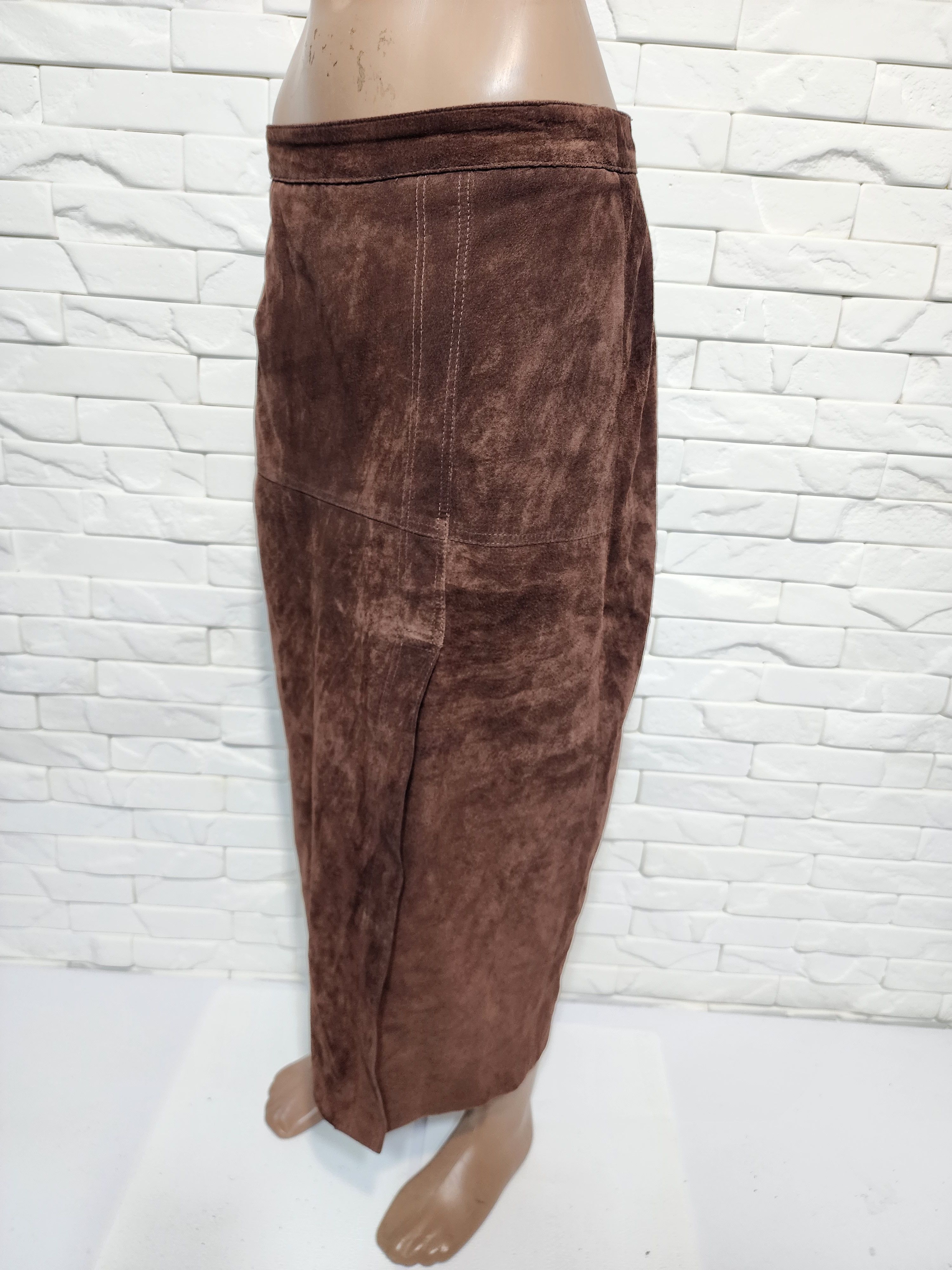Genuine Leather Brown Suede Leather Skirt Size 30" / US 8 / IT 44 - 2 Thumbnail