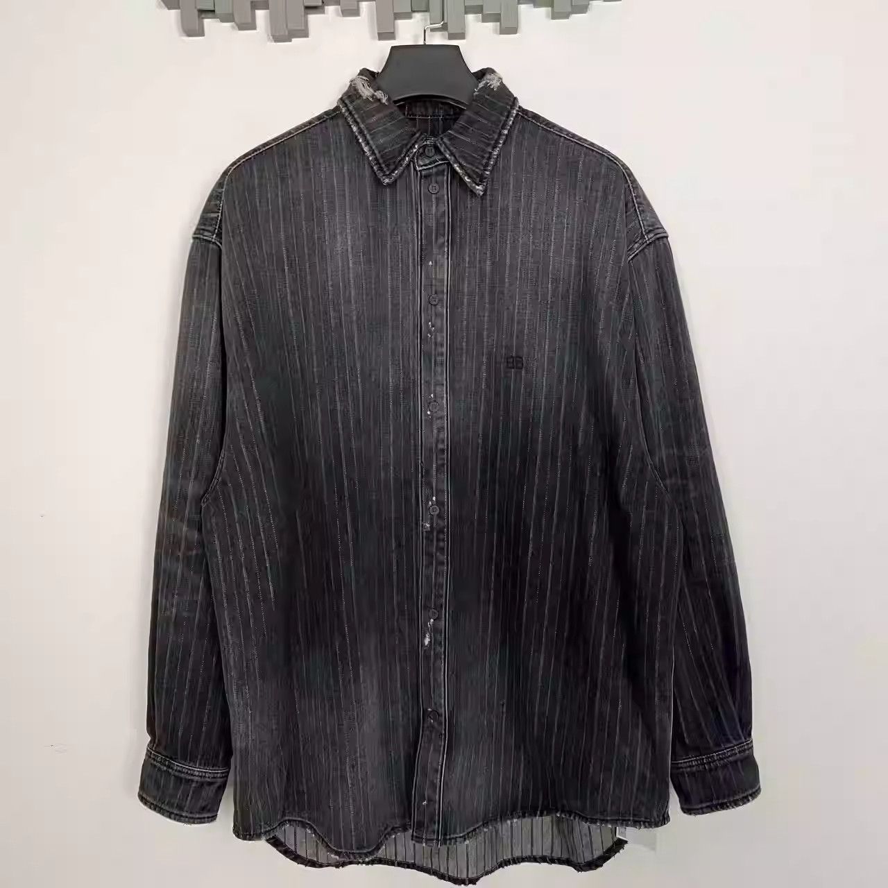Balenciaga Balenciaga SS22 Pinstripe Denim Long-sleeved Shirt Size US S / EU 44-46 / 1 - 1 Thumbnail