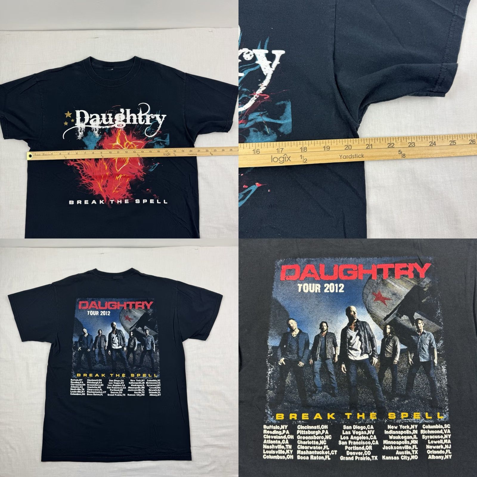 Spell Daughtry Break The Spell 2012 Tour T Shirt Adult Large Band Tee Music Rock Y2K Black Mens Size US L / EU 52-54 / 3 - 8 Thumbnail