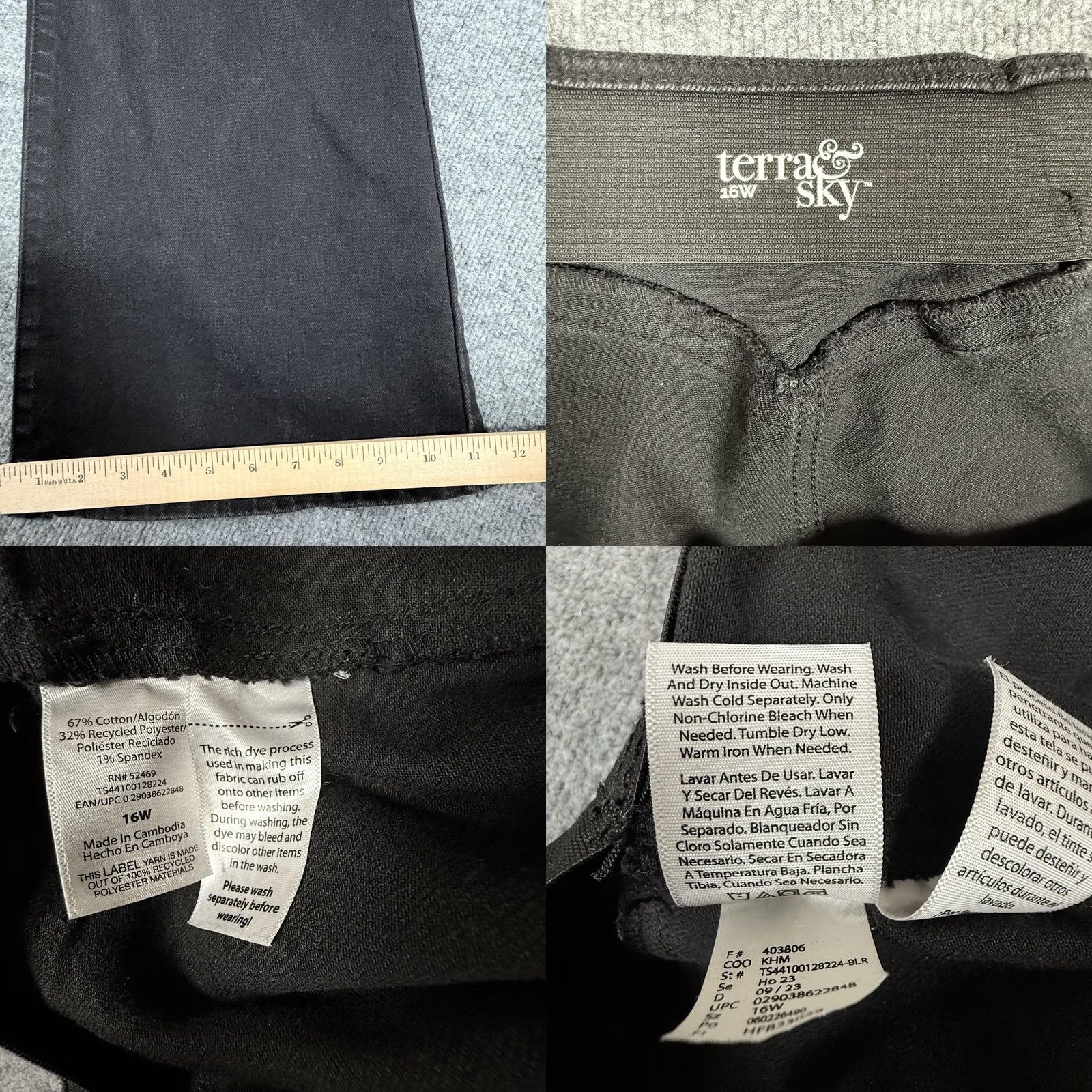 Vintage Terra & Sky 16W Black Casual Pants Pull On Flared Leg Stretch Comfortable Minimalist Womens Size 38" / US 16 / IT 52 - 8 Thumbnail
