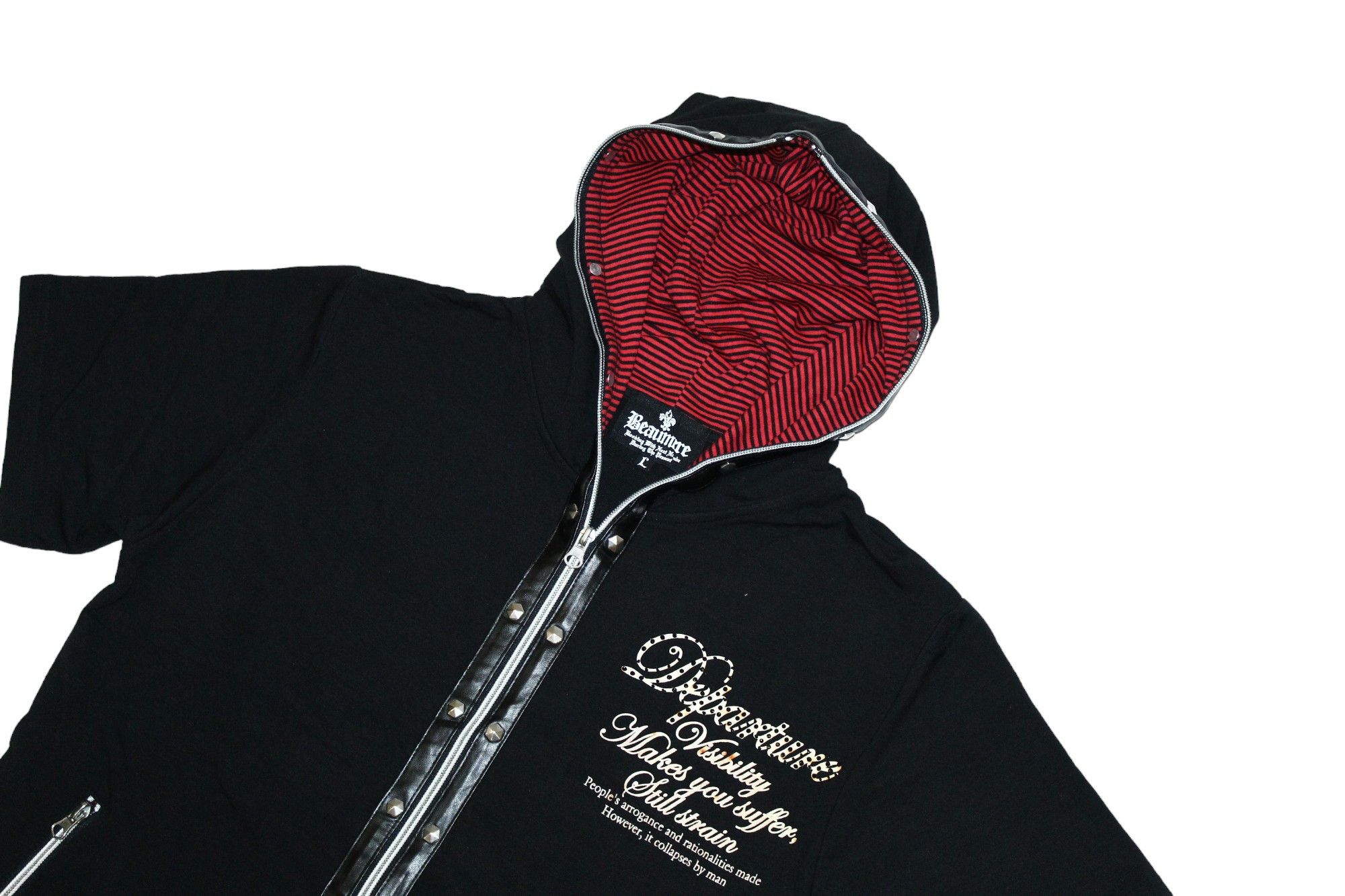 14th Addiction Y2K🔥Beaumere Poem Gothic Punk Designs Studded S/S Hoodie Size US M / EU 48-50 / 2 - 6 Thumbnail