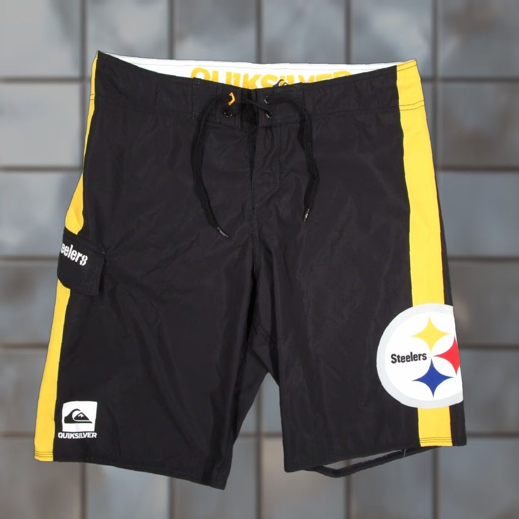 Quiksilver Quiksilver Pittsburgh Steelers Board Shorts Mens 32 Black Yellow P101417 Swim Size US 32 / EU 48 - 1 Thumbnail