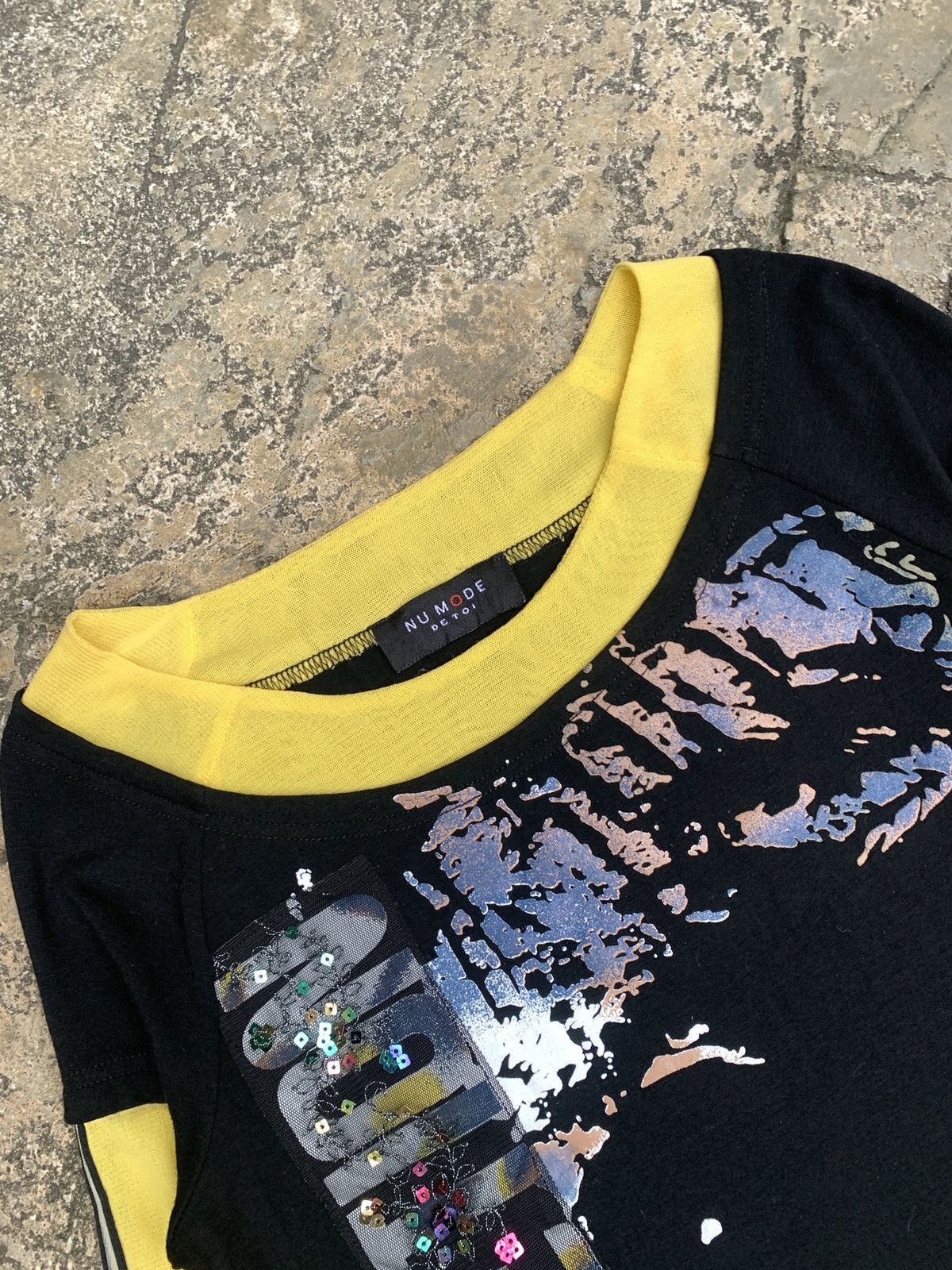 Japanese Brand y2k NU Mode De Toi Italy Glittery Big Graphic Mesh Top Size M / US 6-8 / IT 42-44 - 4 Thumbnail
