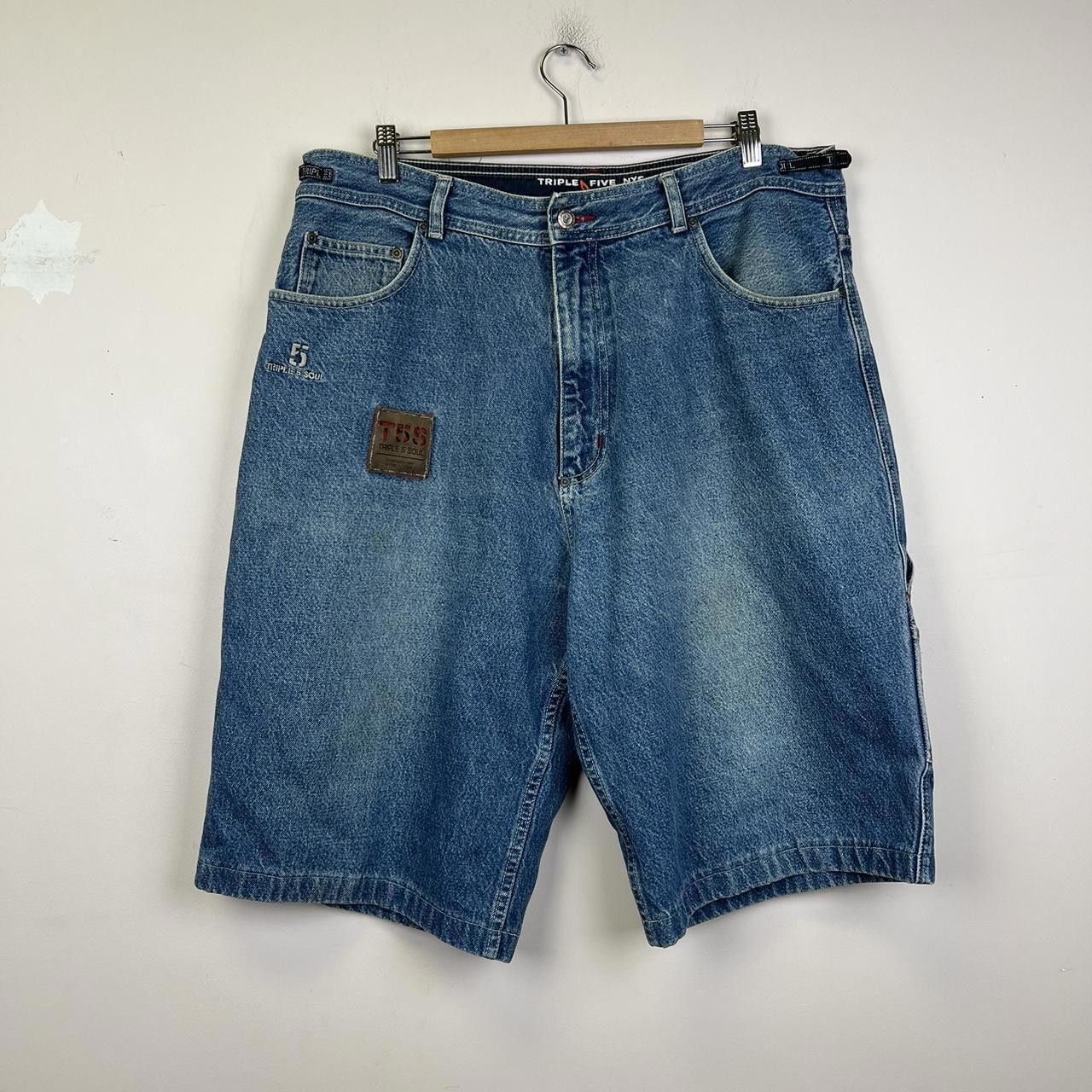 Designer Men's T56 Triple Five Soul Denim Shorts - Classic Blue 90s Size US 38 / EU 54 - 1 Thumbnail