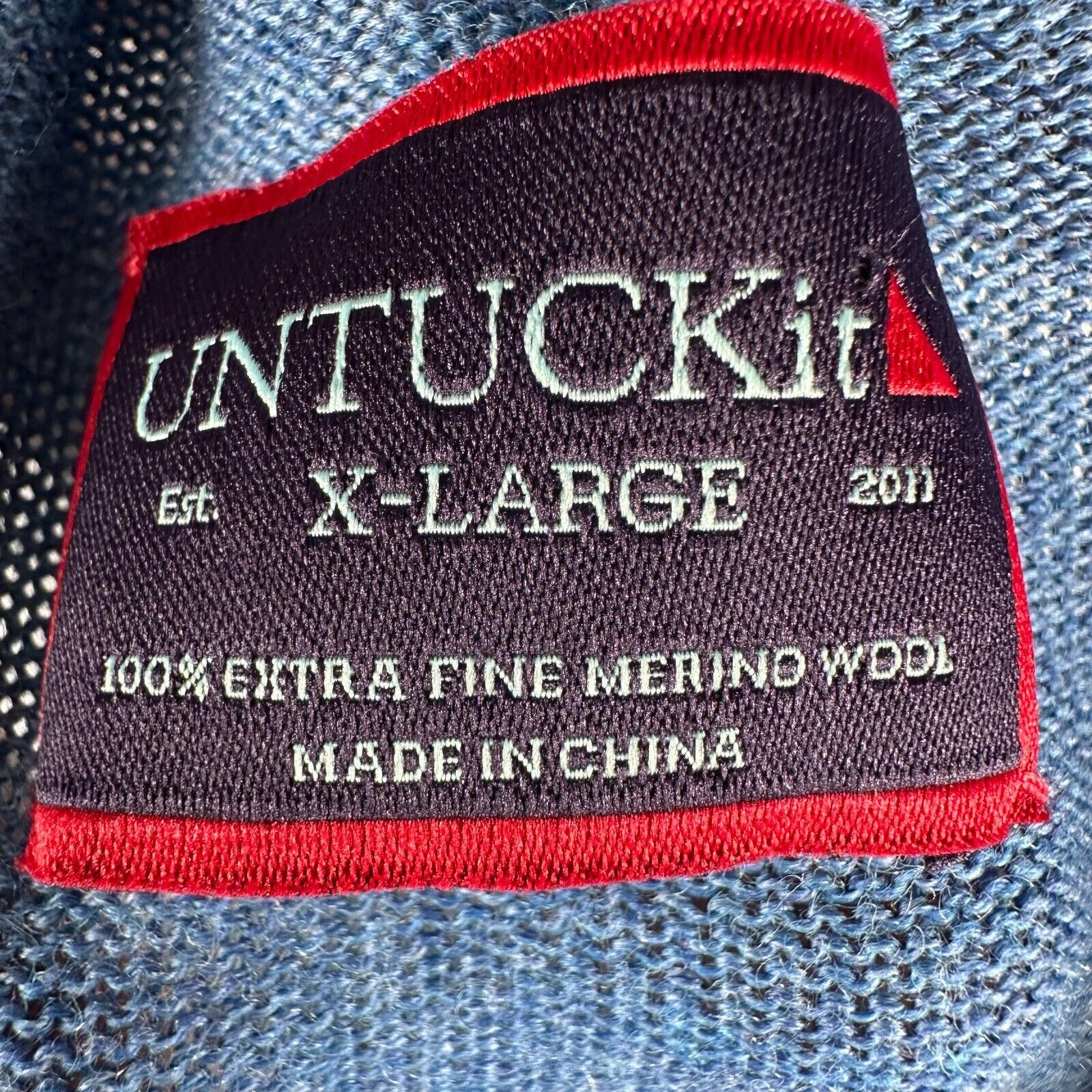 UNTUCKit Untuckit Sweater Large Blue Knit Merino Wool 1/4 Zip Golf Size US L / EU 52-54 / 3 - 8 Thumbnail