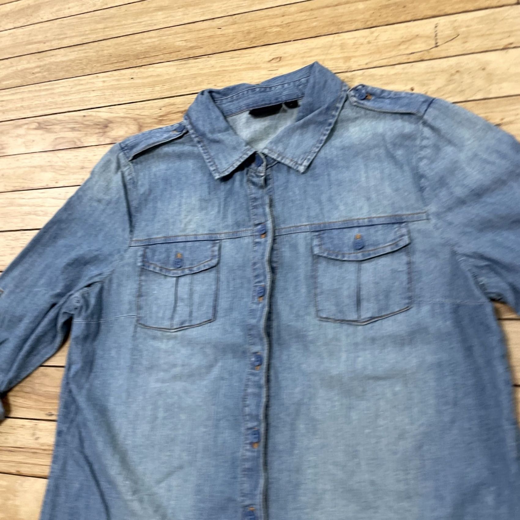 Vintage VINTAGE ANA New Approach Light Chambray Button Shirt Womens M Military Pocket Western M Size M / US 6-8 / IT 42-44 - 3 Thumbnail