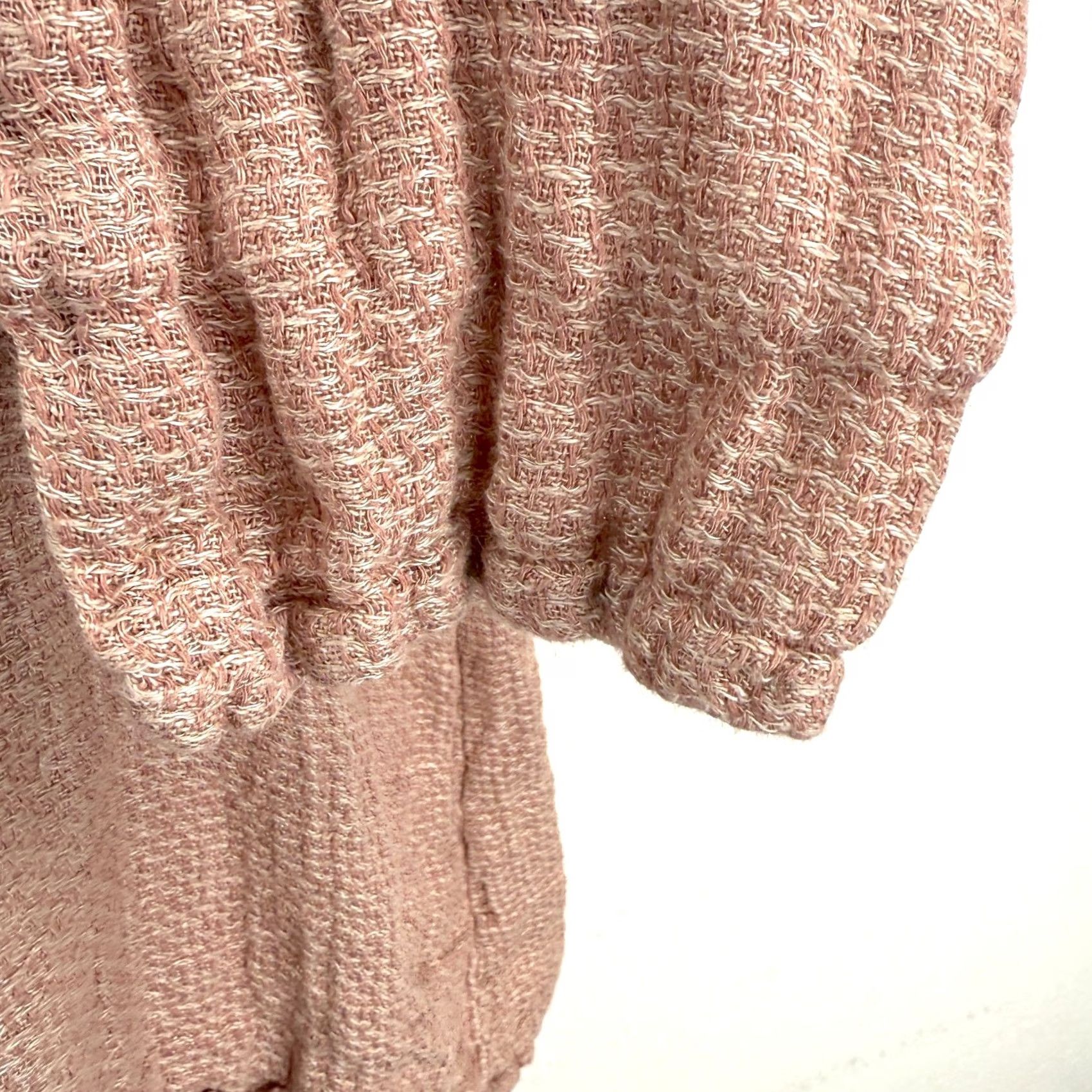 FLAX FLAX Blouse Shirt Oversize Linen Pink V-Neck Long Sleeve M Adult Womens 100% Linen Oversized Casual Bohemian 24" Pit to Pit 19" Sleeve 24" Length Size M / US 6-8 / IT 42-44 - 5 Thumbnail