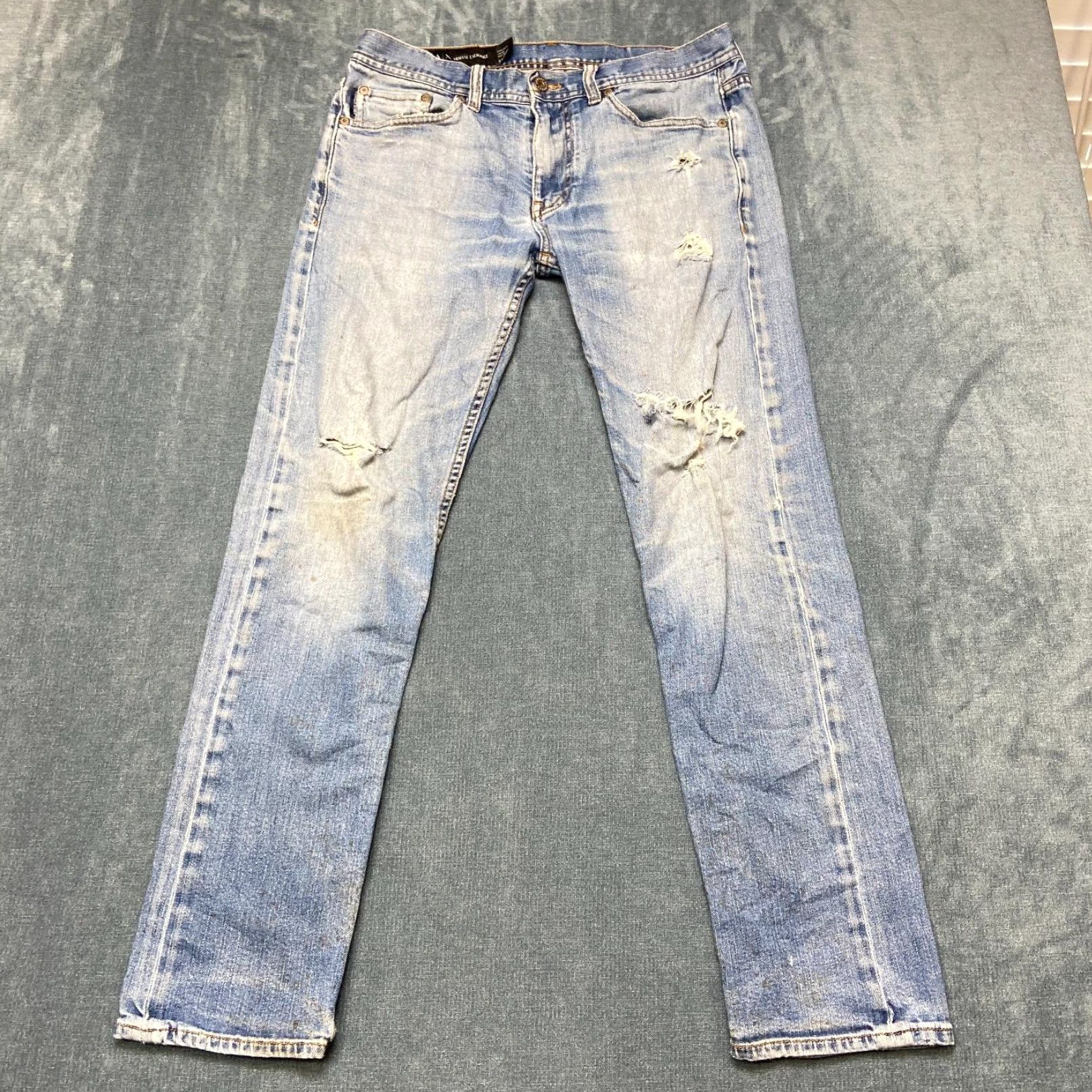 Armani Exchange Armani Exchange Jeans Mens 31 Regular 5-Pocket Blue Straight Denim Comfort Stretch Embroidered Jeans Size US 31 - 6 Thumbnail