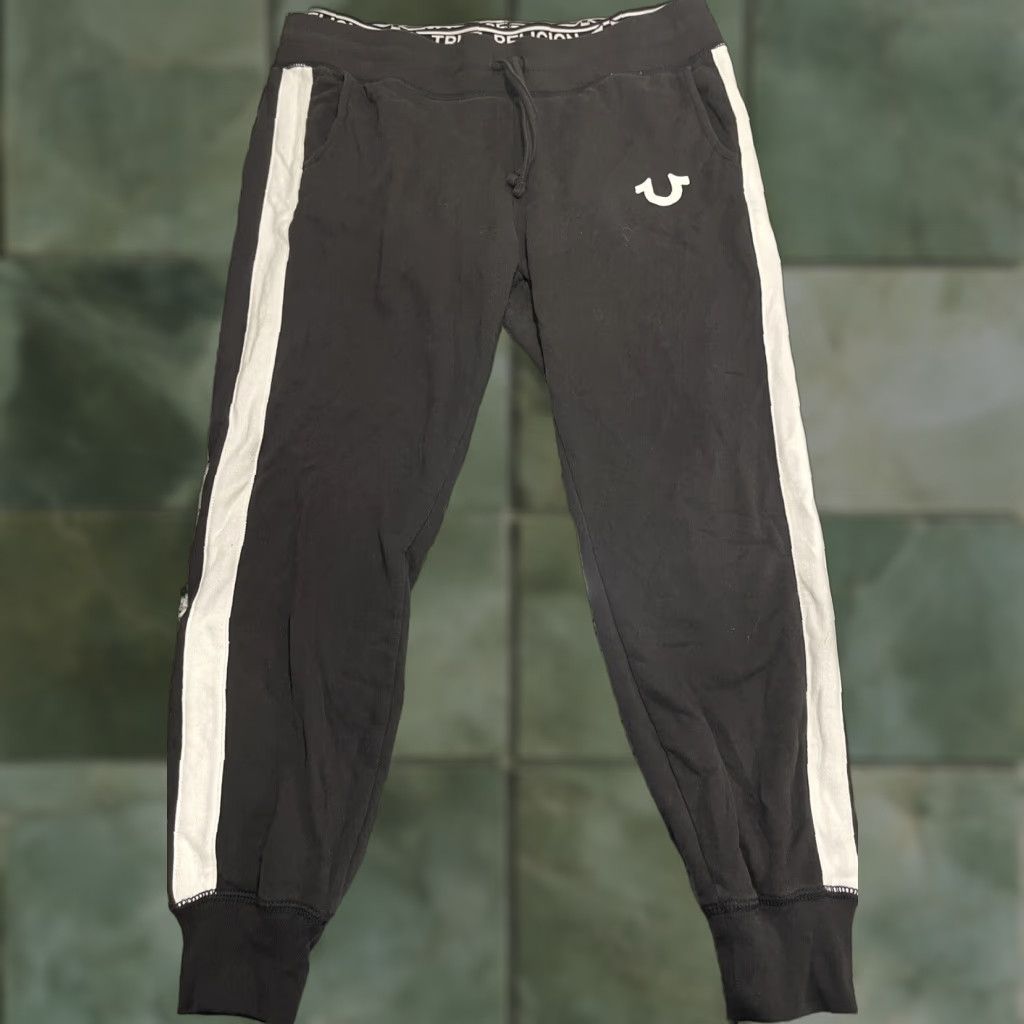 True Religion True Religion Women's Large Black Graphic Logo Waistband Sweatpants Jogger Pants Casual Comfort Warm Size 36" / US 14 / IT 50 - 1 Thumbnail