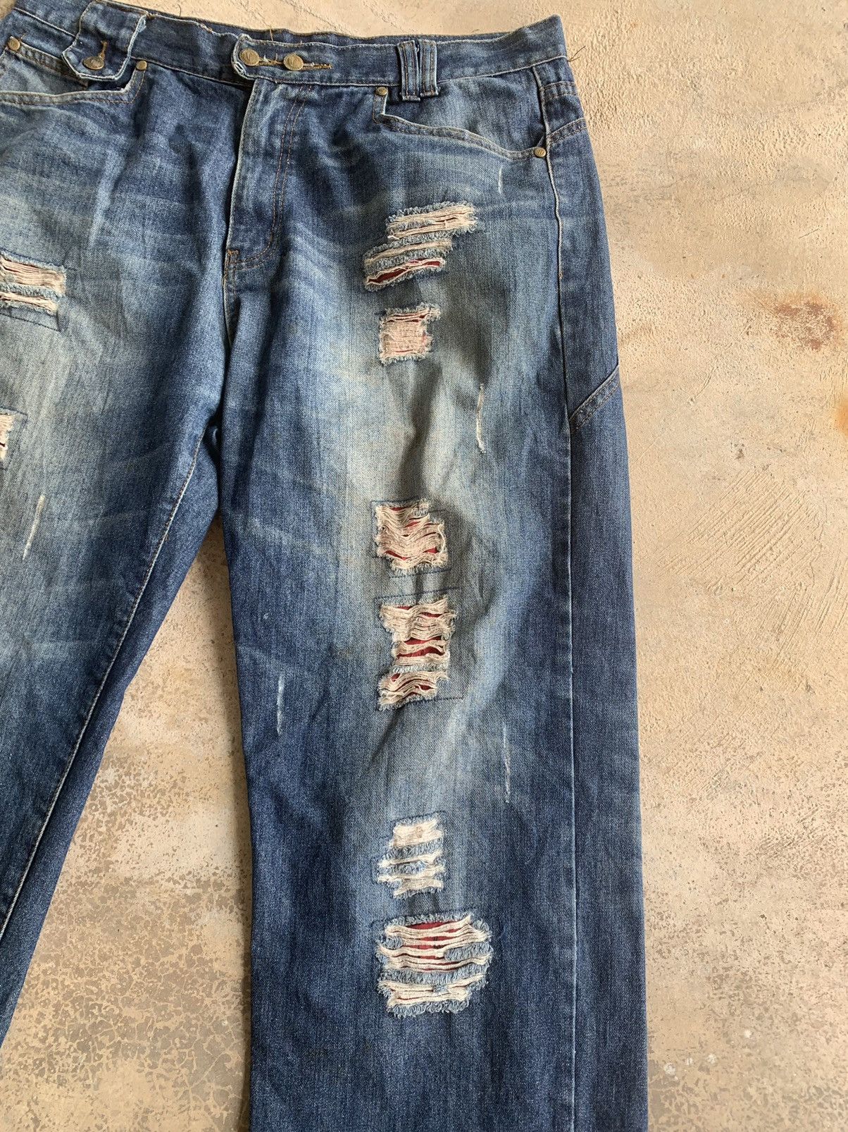 If Six Was Nine Distressed Denim Baggy Jeans Size US 38 / EU 54 - 4 Thumbnail