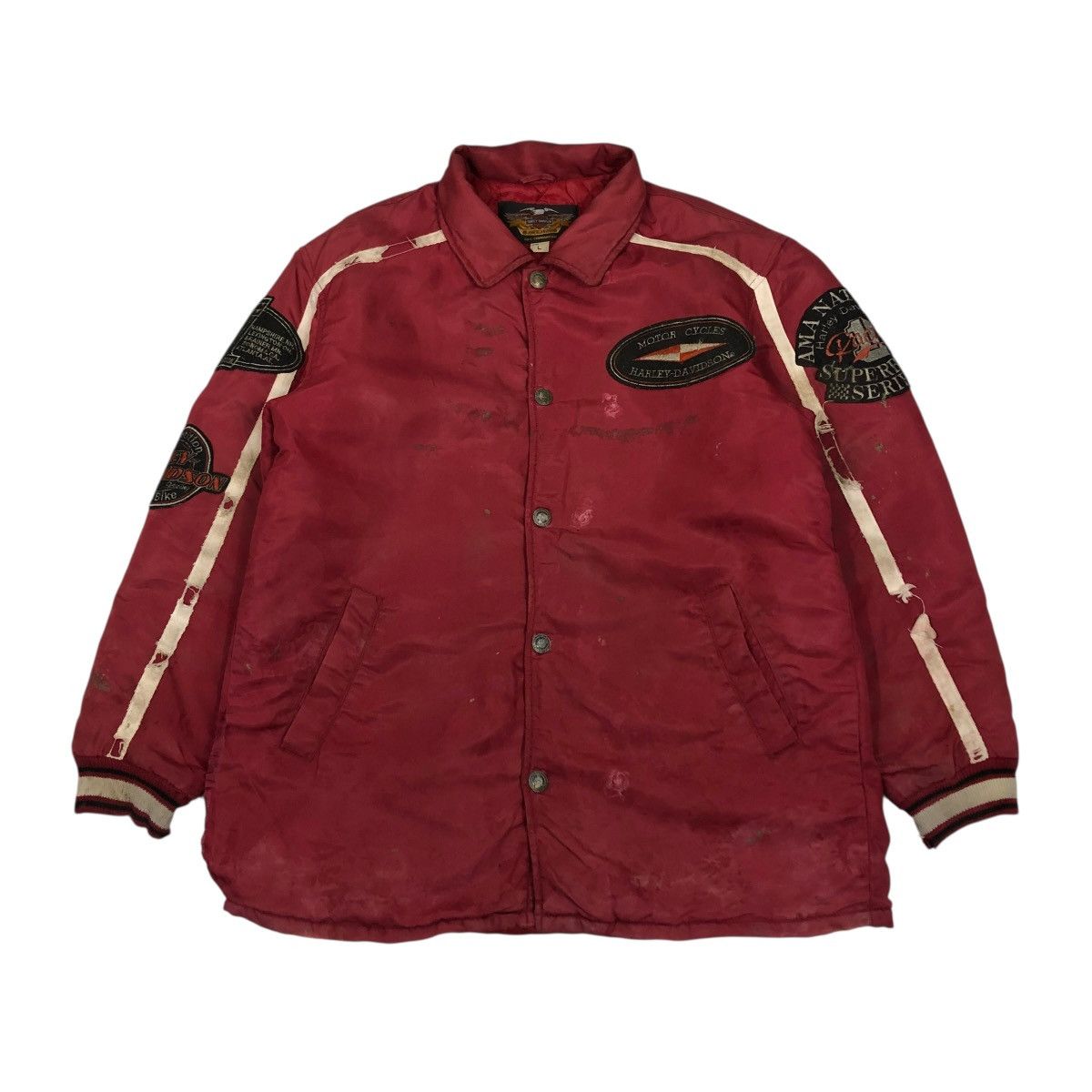 Harley Davidson 🔥VINTAGE BOMBER BIKER JACKET MOTORCYCLE HARLEY DAVIDSON LOGO Size US L / EU 52-54 / 3 - 2 Thumbnail