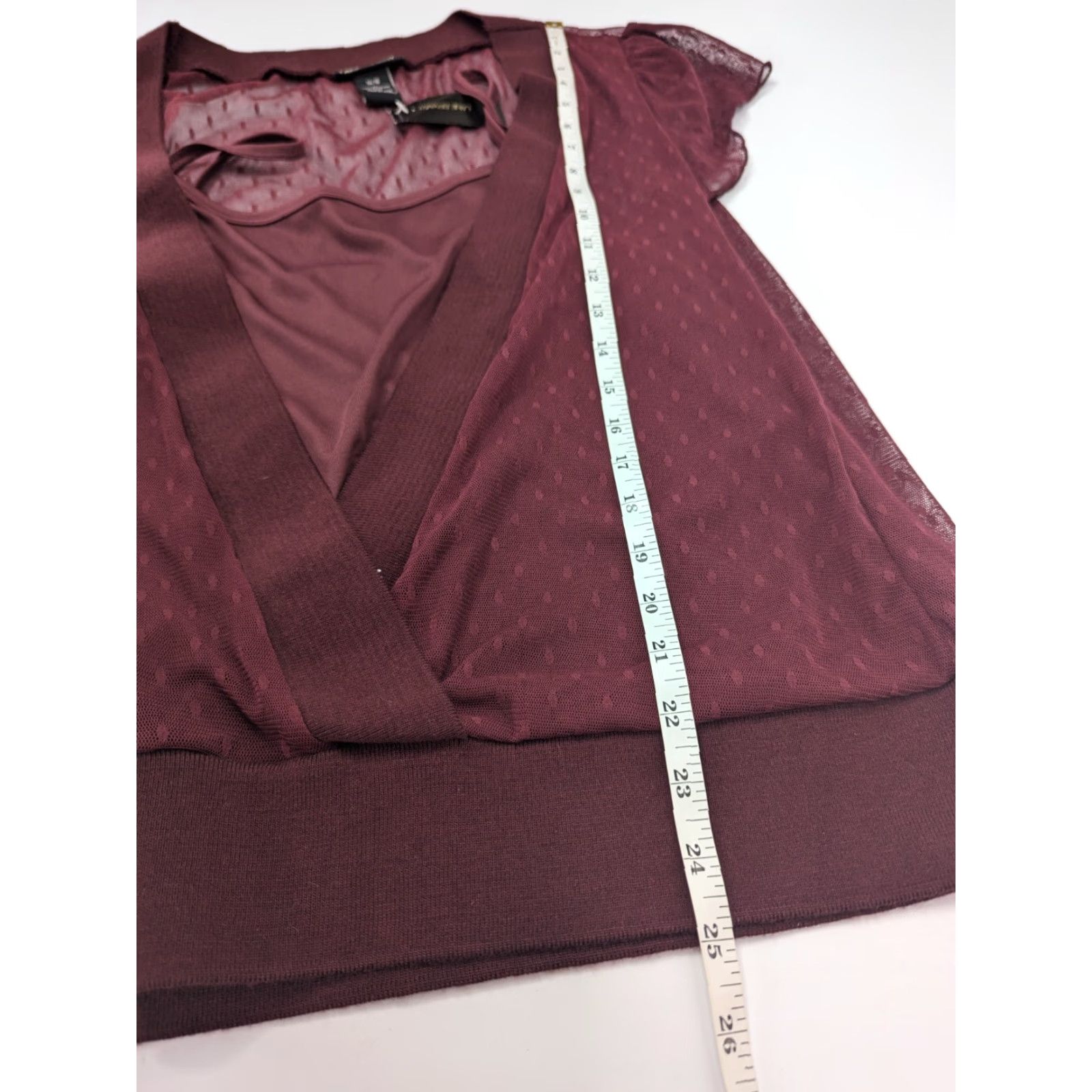 Vintage NWT Lane Bryant Burgundy Deep V-Neck Sheer Blouse With Tank Top Size 14/16 Size XL / US 12-14 / IT 48-50 - 4 Thumbnail