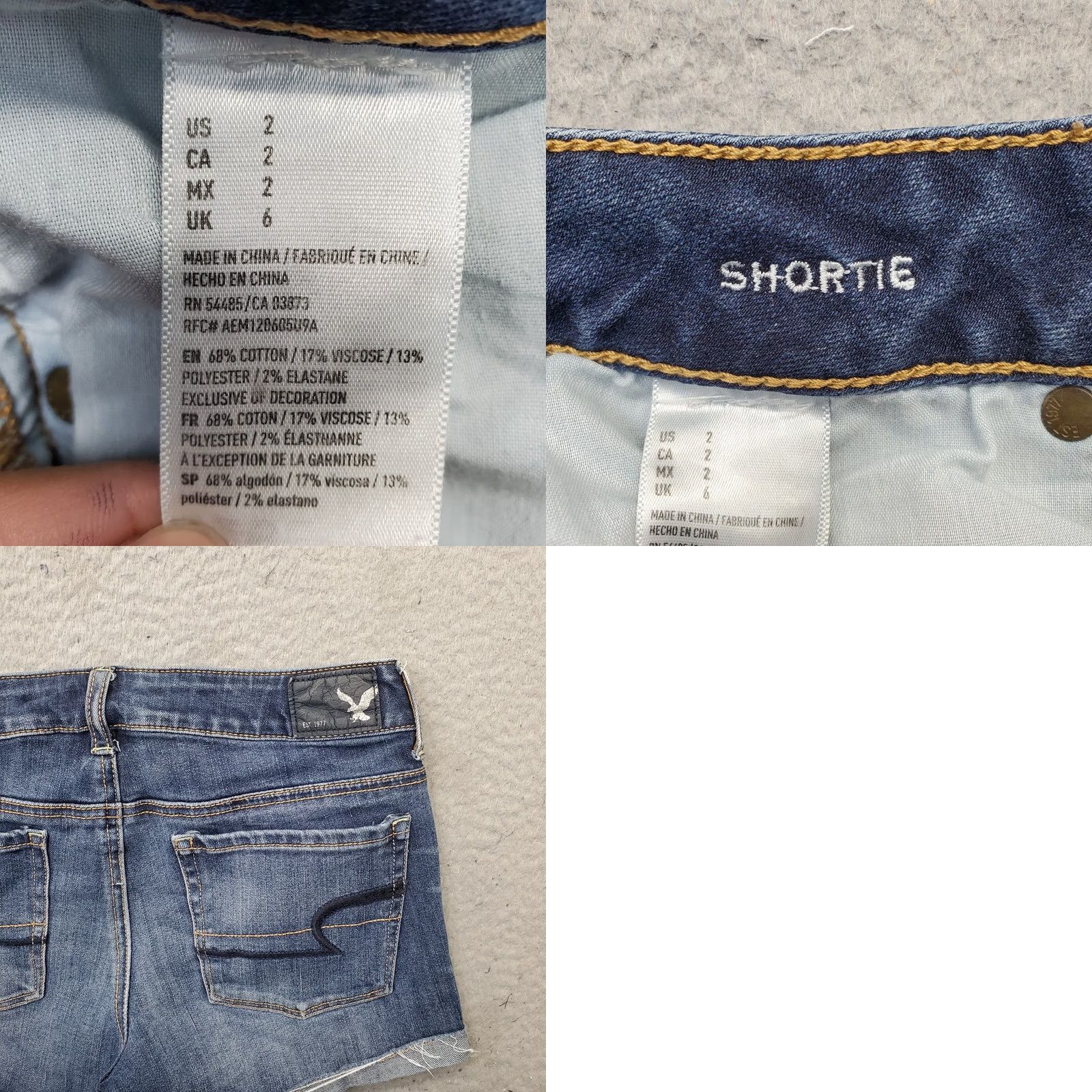 American Eagle Outfitters American Eagle Outfitters Shortie Shorts Womens 2 Blue Stretch Cuffed Whiskered Denim 5-Pocket Regular Fit, Casual, Summer Womens Size 2 Blue Size 26" / US 2 / IT 38 - 8 Thumbnail