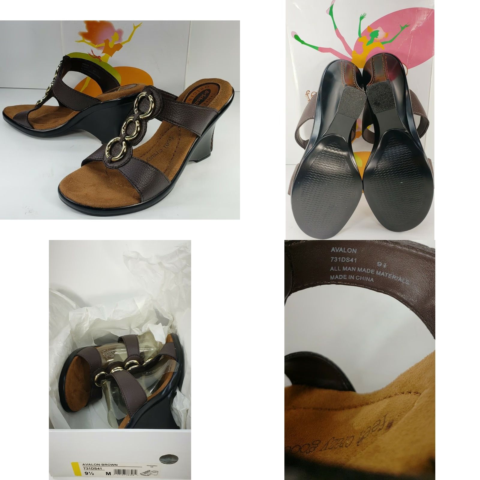 Vintage VINTAGE: No Dr Scholl's Avalon Women's 9.5M Wedge Brown Gold Strappy Slide Sandal NIB Women Casual Comfort Summer Spring Fall 9.5M Size US 10 / IT 40 - 8 Thumbnail