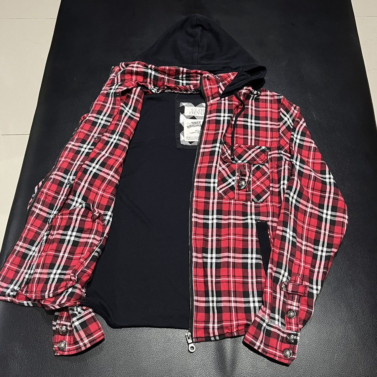 Japanese Brand Clone Devgru Visual Kei Japanese Style Red Plaid Zip Hooded Size M / US 6-8 / IT 42-44 - 7 Thumbnail