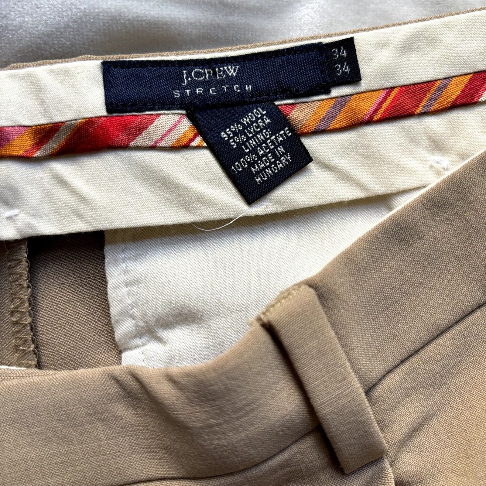 J.Crew J Crew Stretch Wool Dress Pants Chino Trousers 34 X 34 Sand Size 34R - 3 Thumbnail