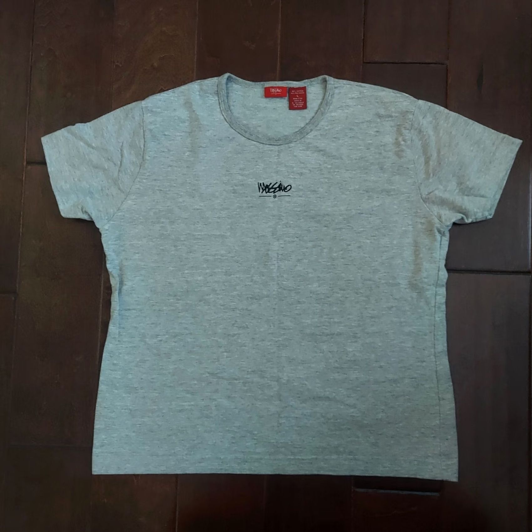 Mossimo Mossimo Women's Gray Logo T-shirt - Size L Shirt Womens Regular Cotton Polyester Short Sleeve Round Neck Logo 2000s Casual Size L / US 10 / IT 46 - 3 Thumbnail