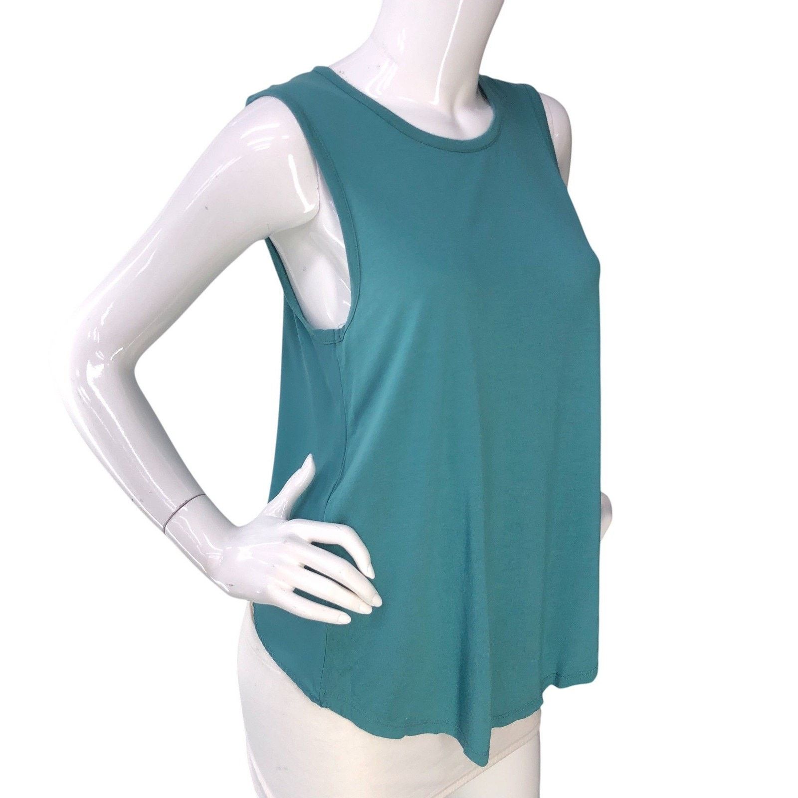Haute Hippie Haute Hippie Tank Top S Teal Modal Scoop Neck High-Low Hem Size S / US 4 / IT 40 - 10 Thumbnail