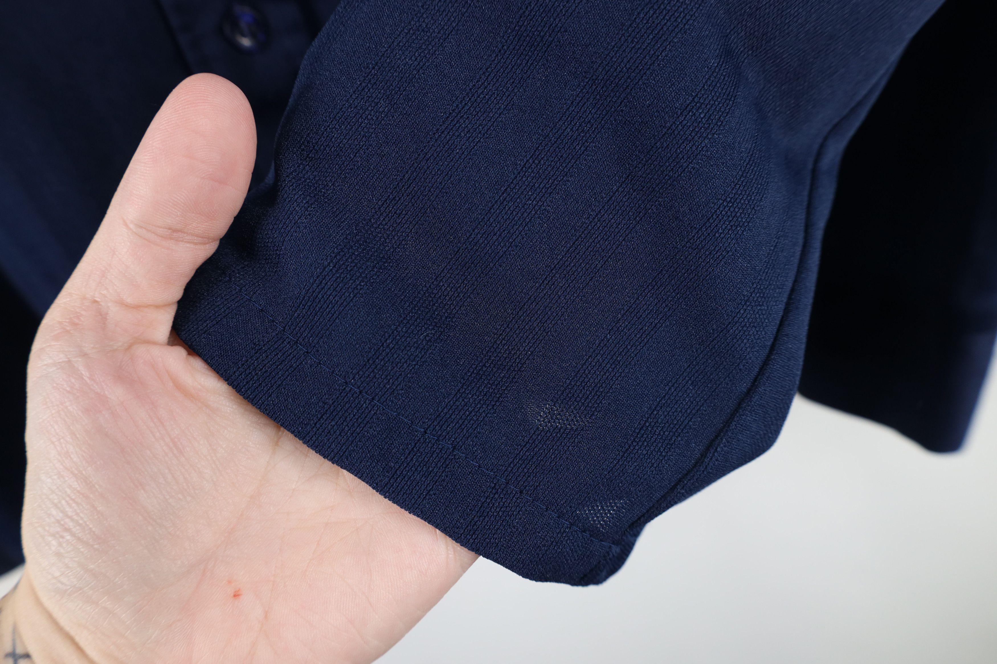 Vintage Vintage 70s Streetwear Knit Collared Button Shirt Navy Blue Size US M / EU 48-50 / 2 - 9 Thumbnail