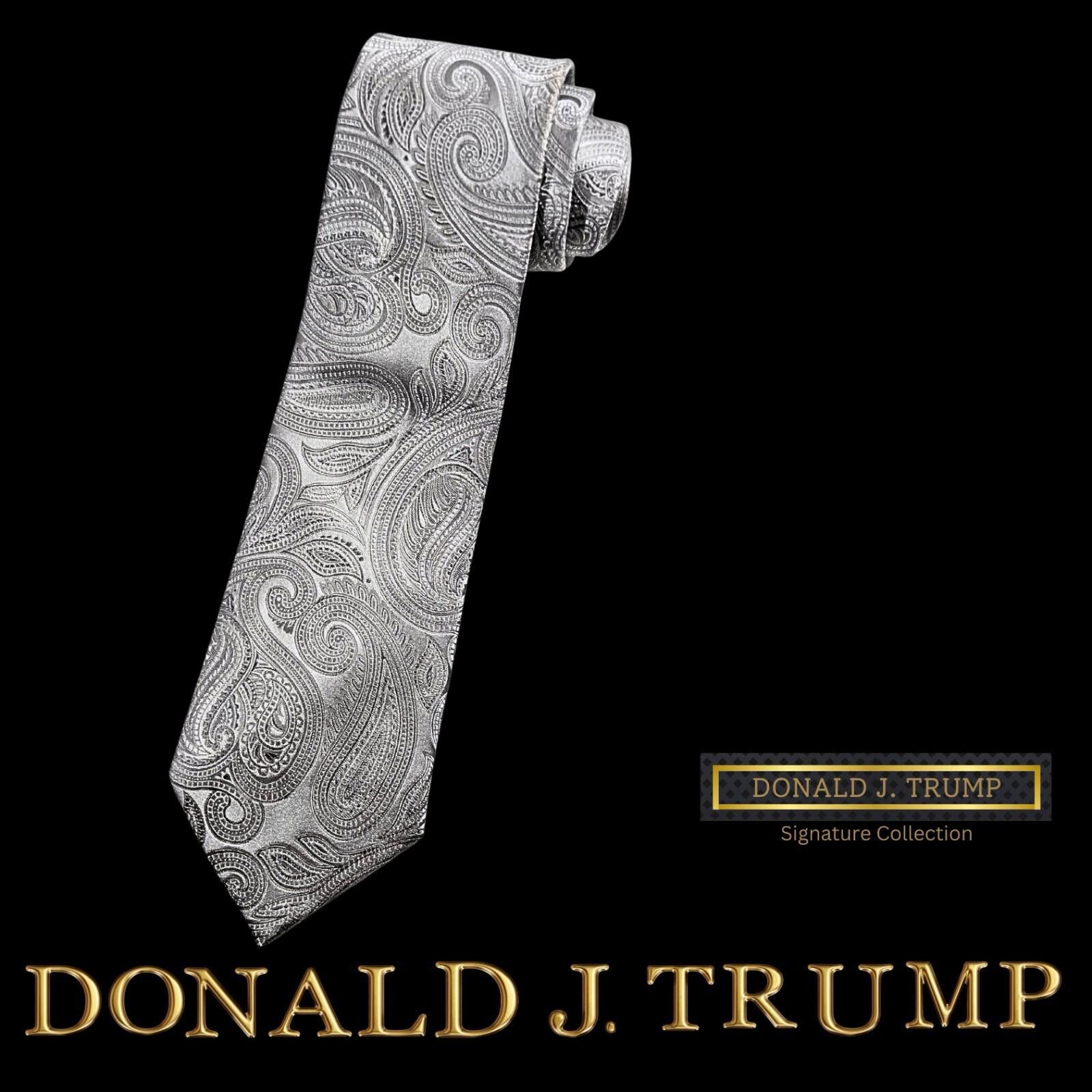 Designer Donald J. Trump Collection Necktie Silver Paisley NEW Size ONE SIZE - 1 Thumbnail