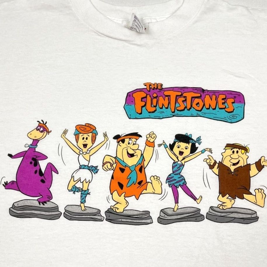 Vintage VTG 90s Flintstones Shirt Womens OS L XL Cropped Graphic Cartoon Single Stitch Size L / US 10 / IT 46 - 2 Thumbnail