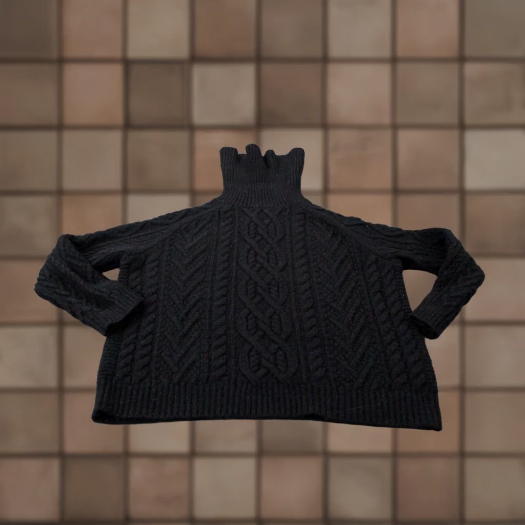 Polo Ralph Lauren Polo Ralph Lauren Sweater Women's XL Cable-Knit Turtle Neck Black Wool Blend Pullover Size XL / US 12-14 / IT 48-50 - 1 Thumbnail