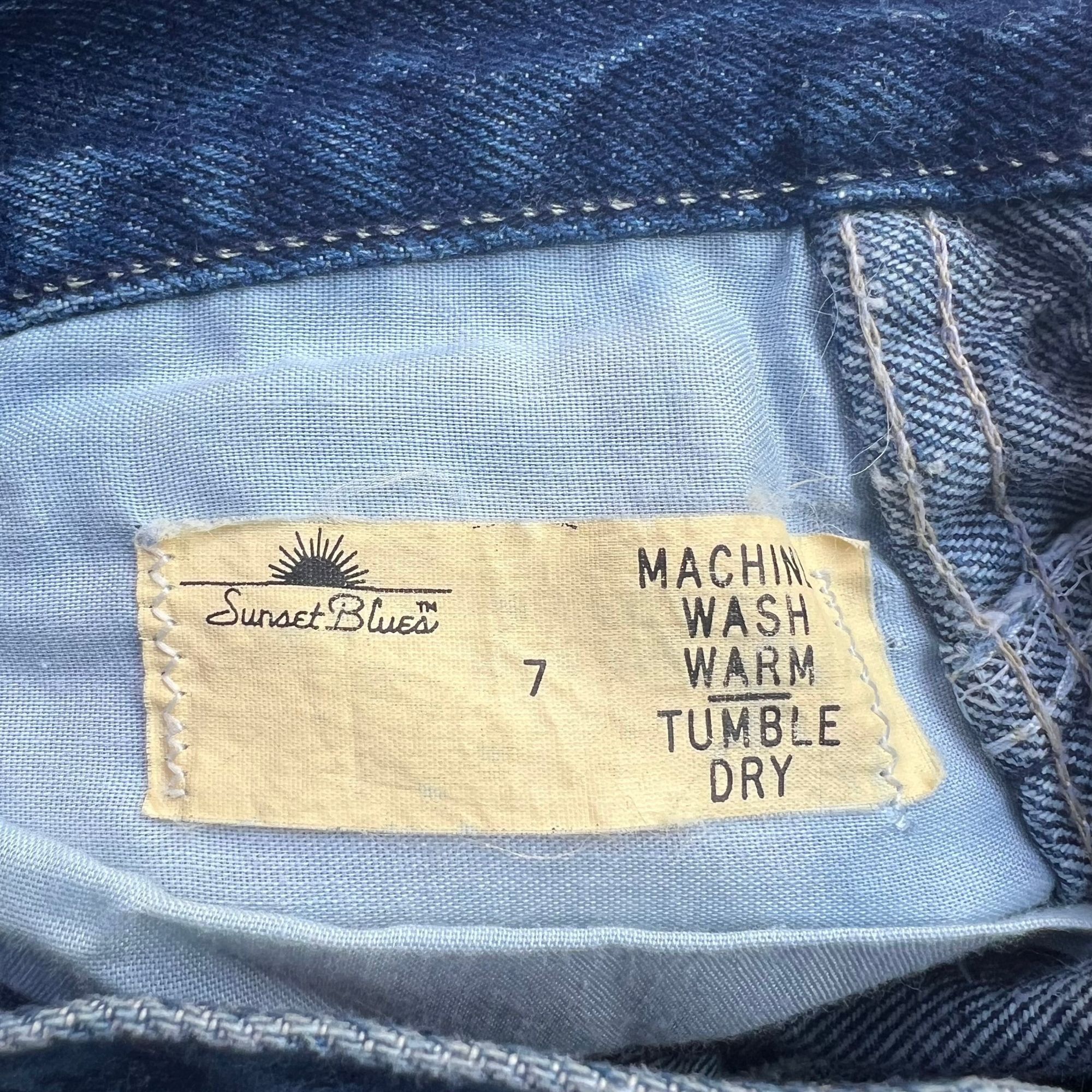 Vintage Vintage Sunset Blues Midi Denim Skirt Size 23" - 4 Thumbnail