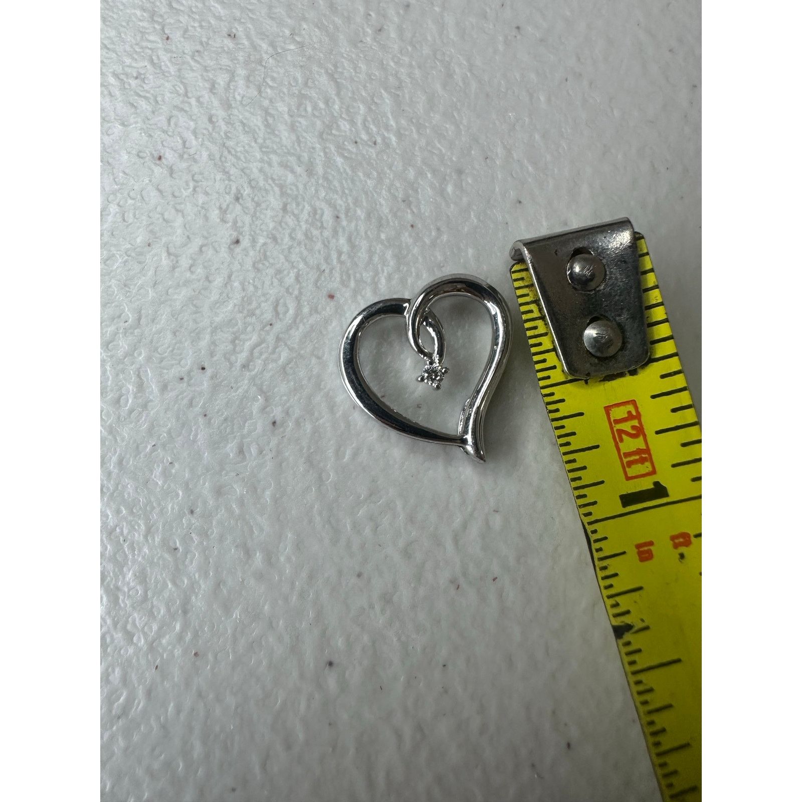 & Other Stories 925 Sterling Silver Real Diamond Open Heart Slide Pendant Size ONE SIZE - 3 Thumbnail