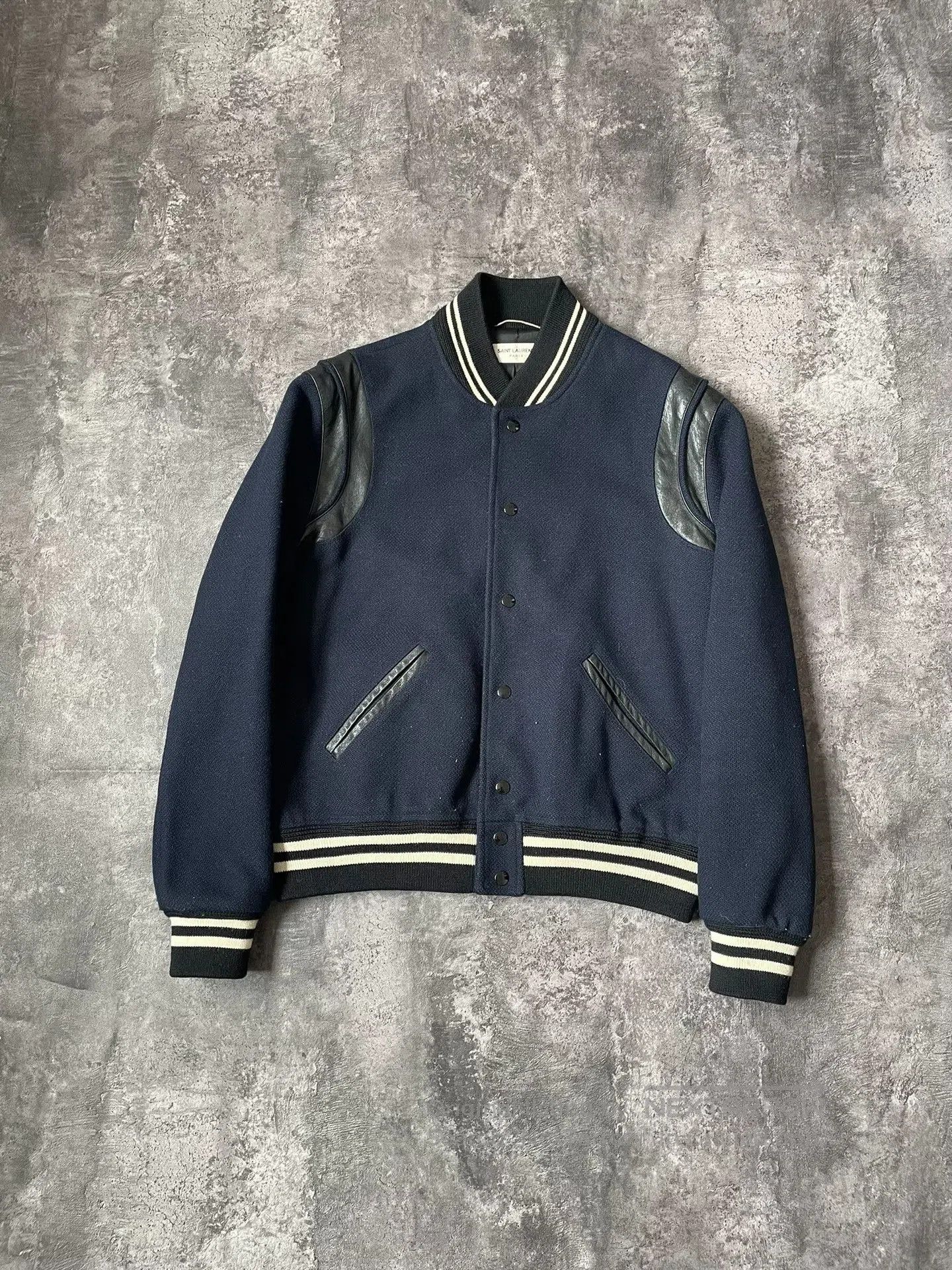 Saint Laurent Paris Saint Laurent Navy Varsity Wool Jacket. Size US M / EU 48-50 / 2 - 1 Thumbnail