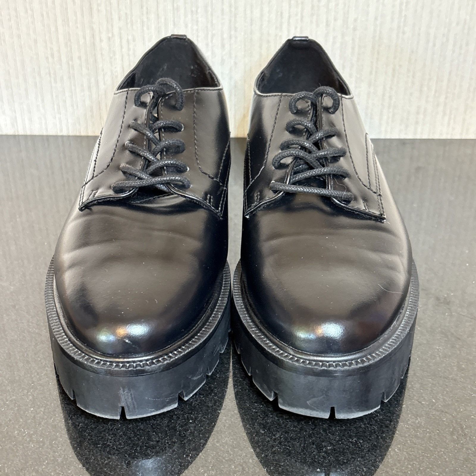 H&M H&M Oxford Shoes Womens 9 Black Faux Leather Lug Sole Brogue Size US 9 / IT 39 - 2 Thumbnail