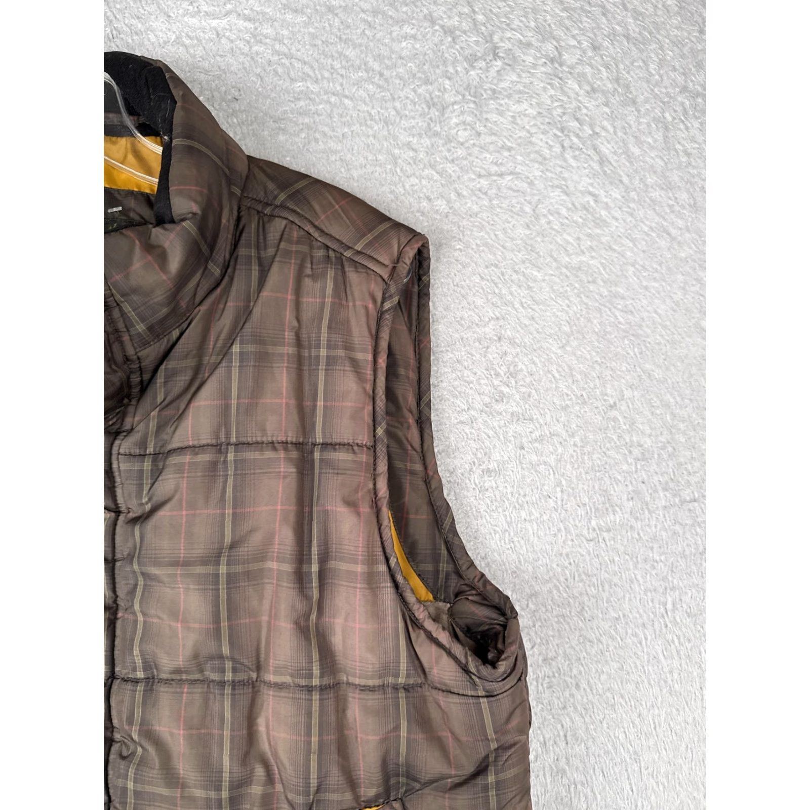 Timberland Timberland Vest Mens Medium Brown Plaid Quilted Puffer Zip Snap Pockets Logo Size US M / EU 48-50 / 2 - 4 Thumbnail