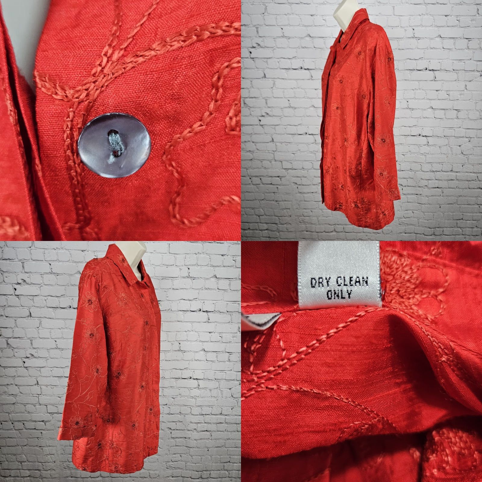 Vintage VTG Chico's Design Red Silk Embroidered Beaded 3/4 Sleeve Top Shirt Womens 3 US 16 Floral Silk Beaded Embroidered 100% Subscription? Size XS / US 0-2 / IT 36-38 - 9 Thumbnail