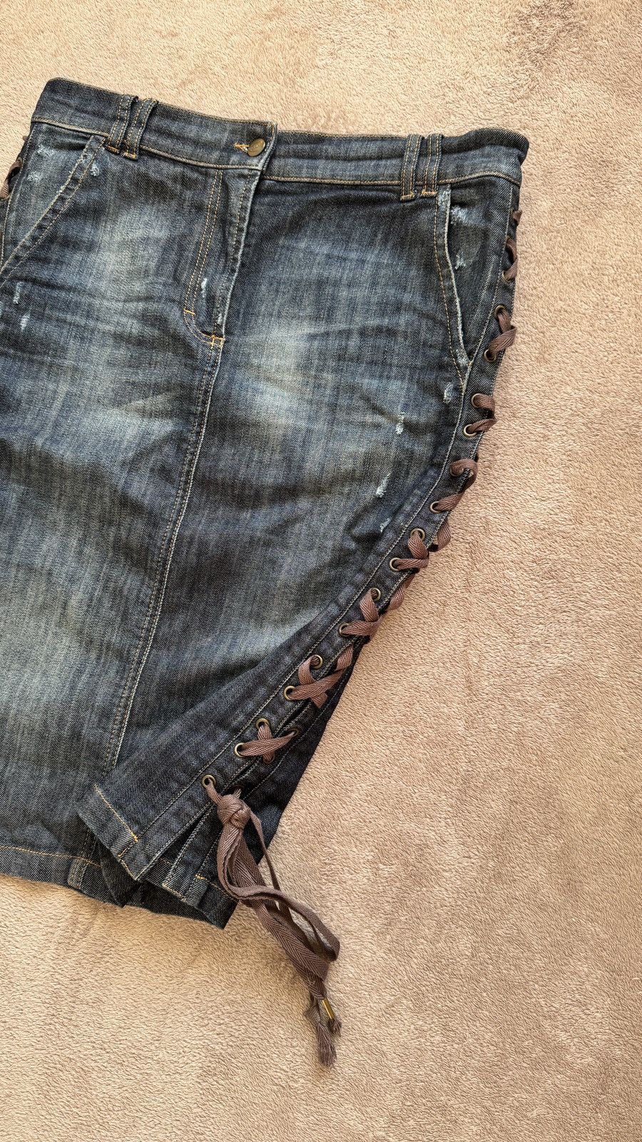Roberto Cavalli Roberto Cavalli washed denim ripped y2k Skirt grunge gucci Size 30" / US 8 / IT 44 - 2 Thumbnail
