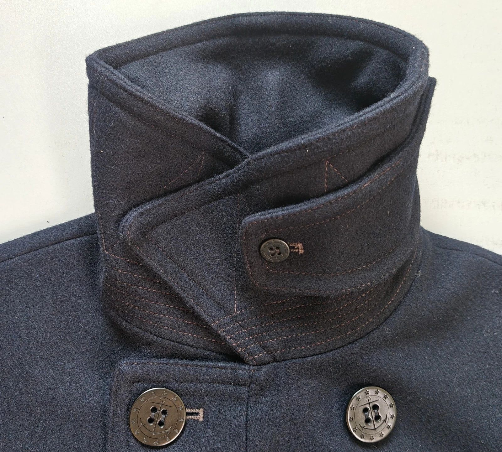 RRL Ralph Lauren Double RL Leather-Trim Peacoat FTP / 9505 Size US M / EU 48-50 / 2 - 7 Thumbnail