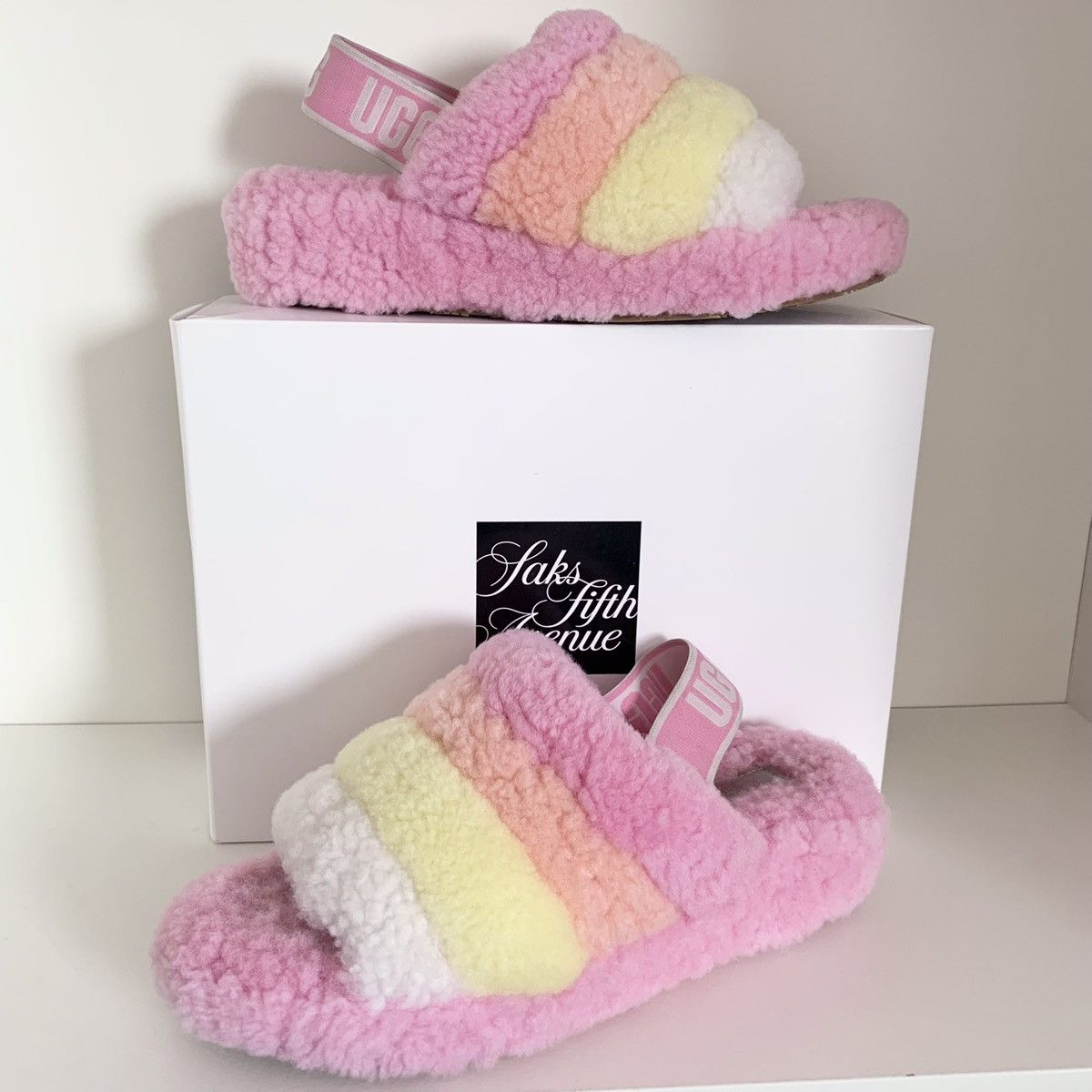 Ugg Ugh shearling pastel pink popsicle slides Size US 7 / IT 37 - 1 Thumbnail