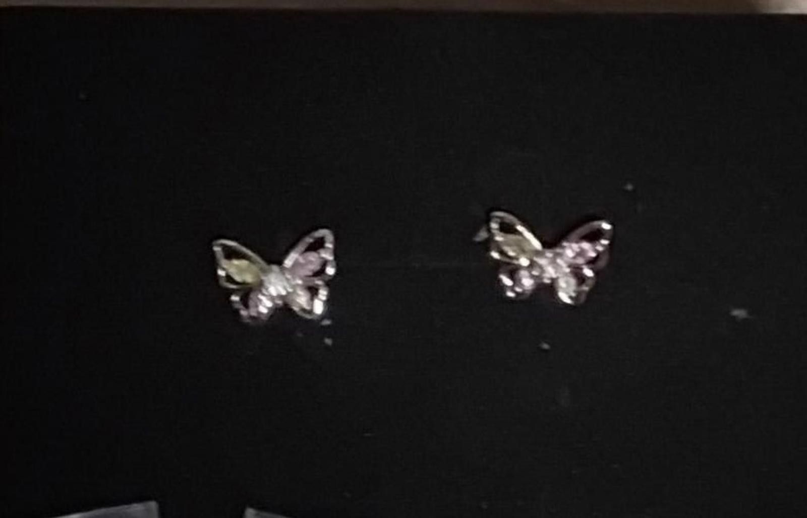 The Unbranded Brand Butterfly Stud Earrings W/ Pink,Yellow,Purple,clear stones Size ONE SIZE - 3 Thumbnail