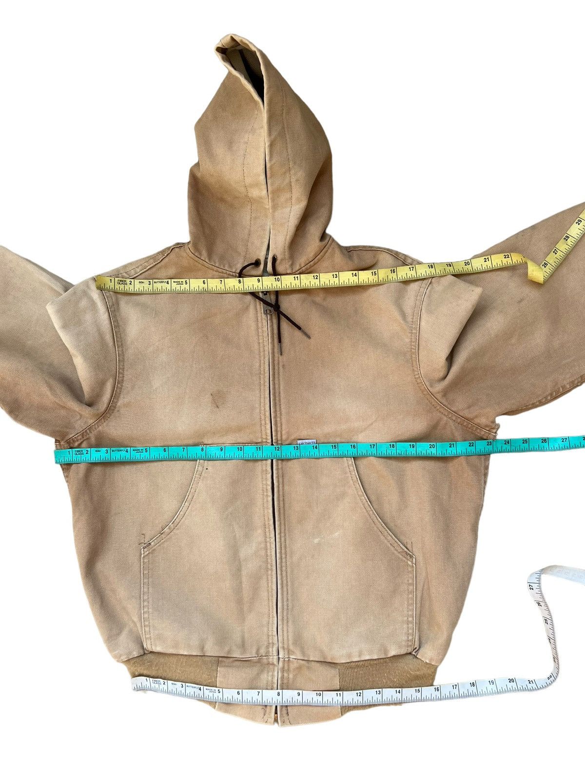 Carhartt Vintage 80s Carhartt 100 Years Dirty Sun Faded Denim Hoodie Size US M / EU 48-50 / 2 - 3 Thumbnail