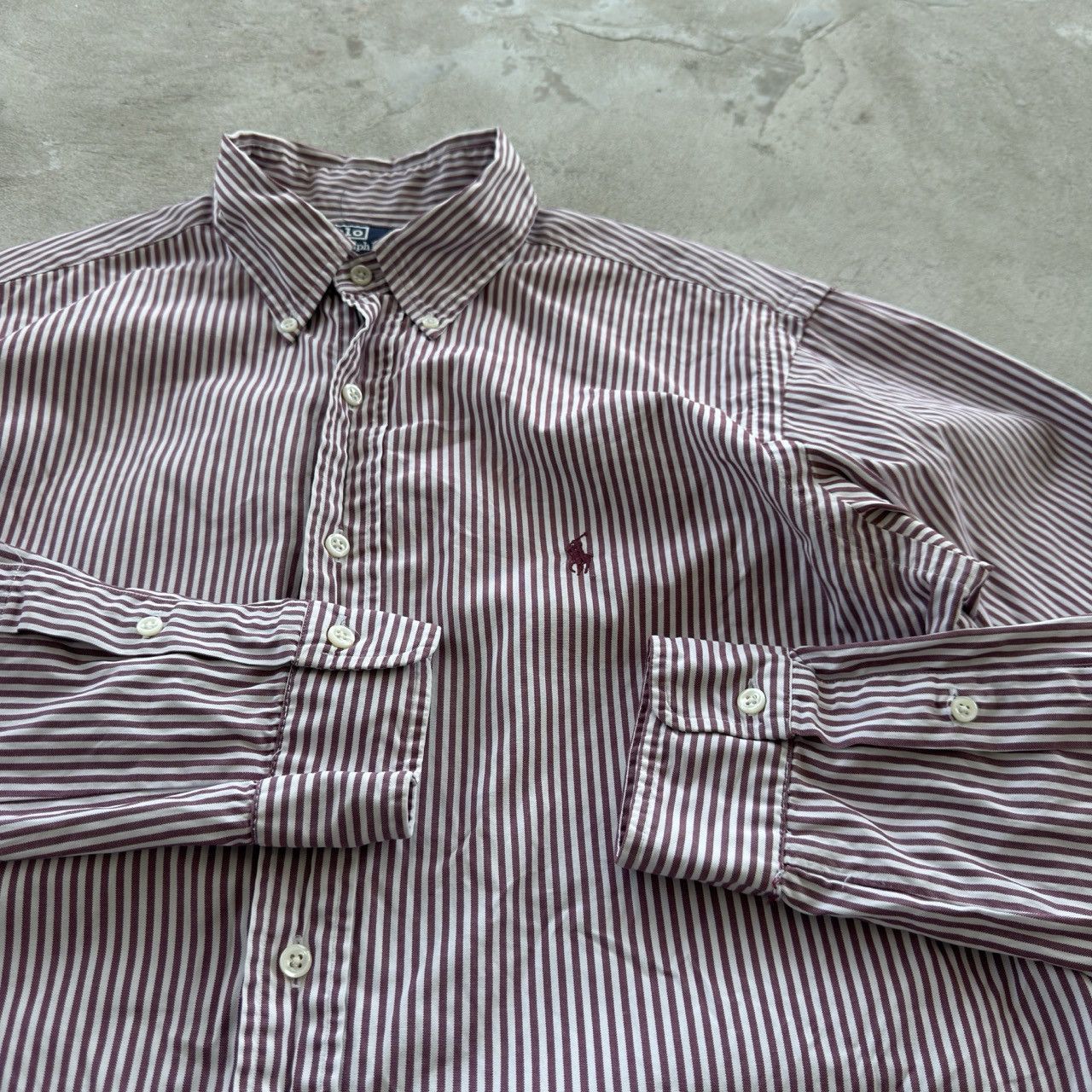 Polo Ralph Lauren Polo Ralph Lauren Striped Shirt 16.5 Large Burgundy Size US L / EU 52-54 / 3 - 4 Thumbnail