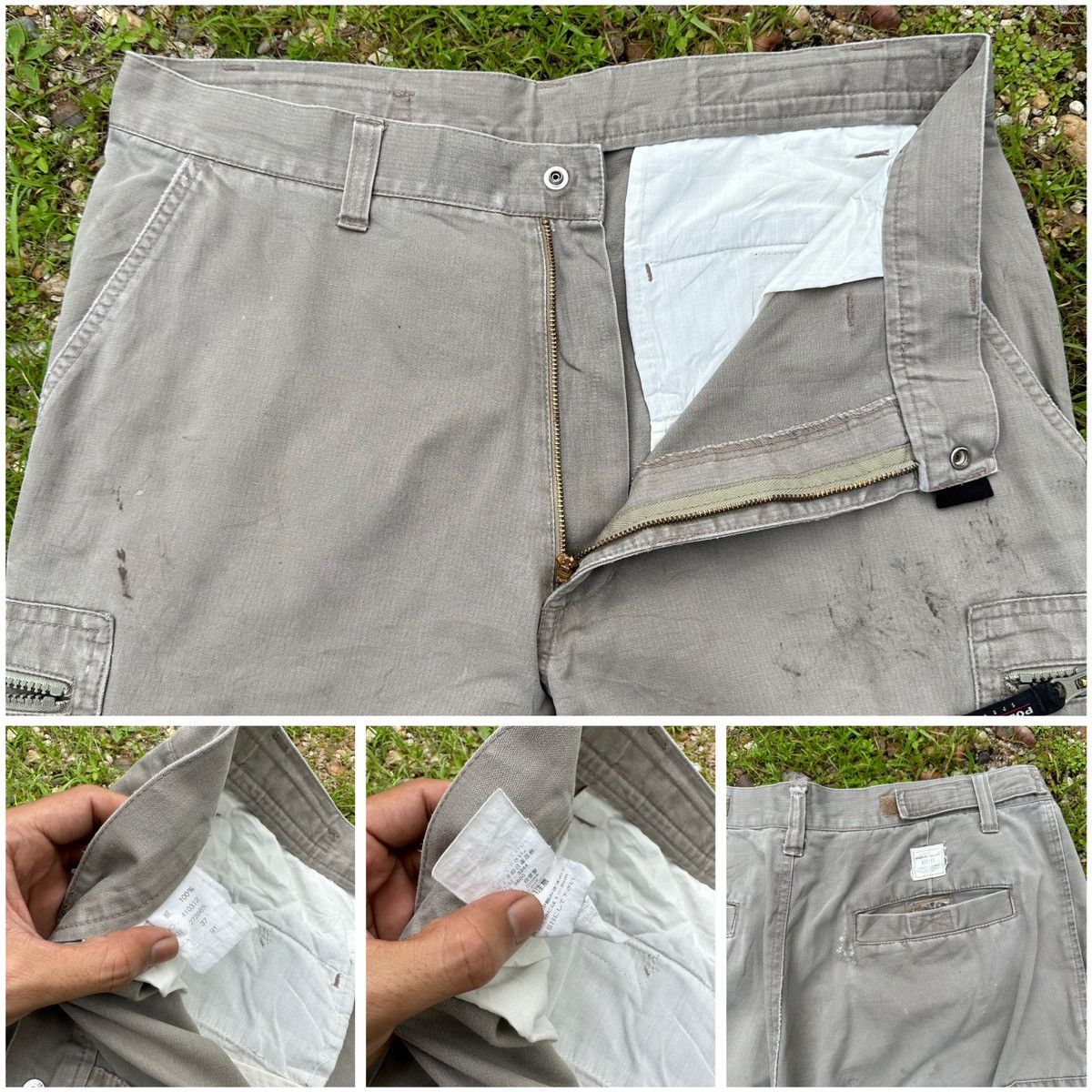 5351 POUR LES HOMMES BAGGY POLO CLUB TROUSERS RIPSTOP MULTIPOCKET DIRTY PANTS Size US 33 - 16 Thumbnail